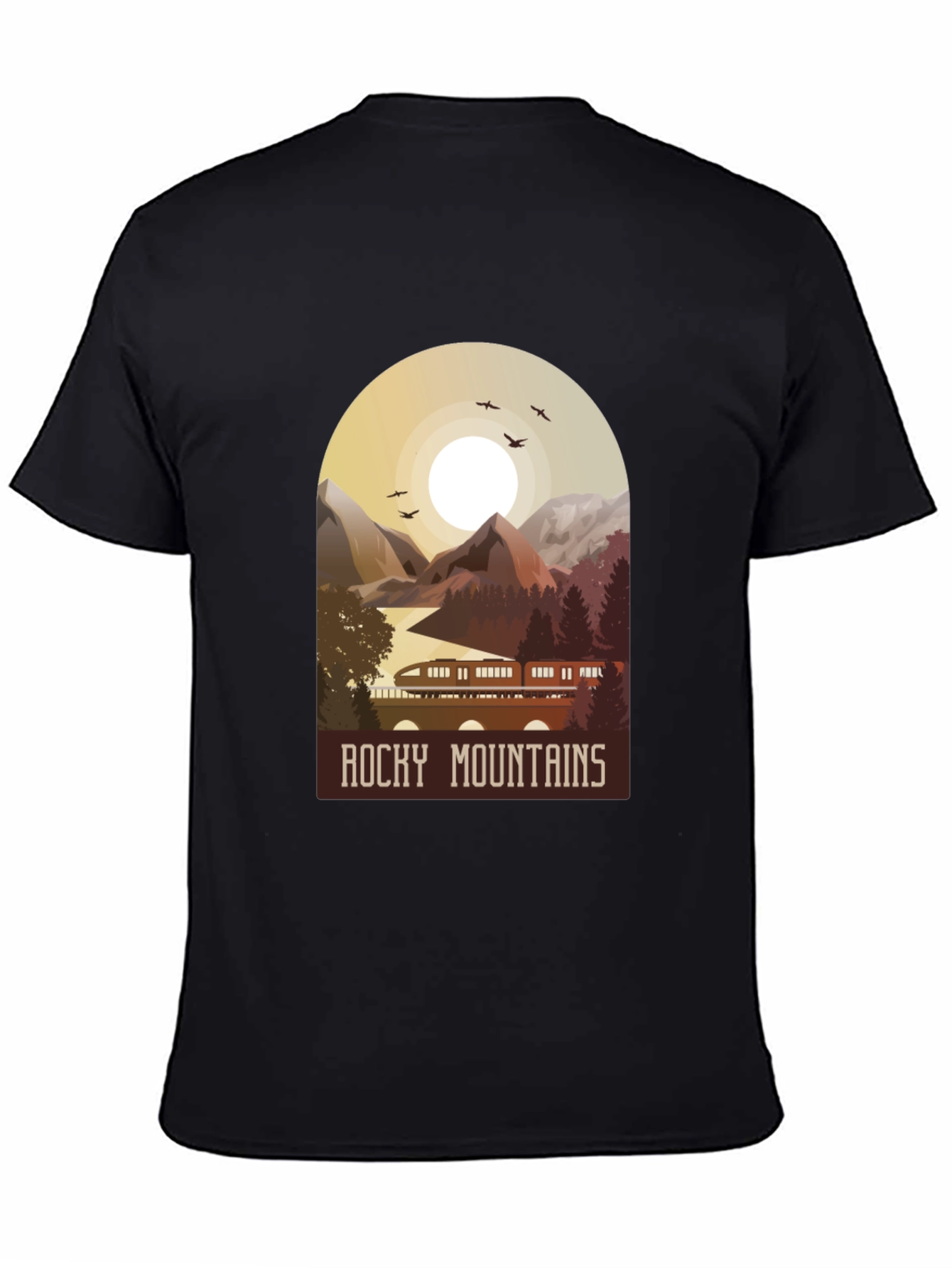 Black Rocky Mountains Graphic T-Shirt - Nature Adventure Tee view 4