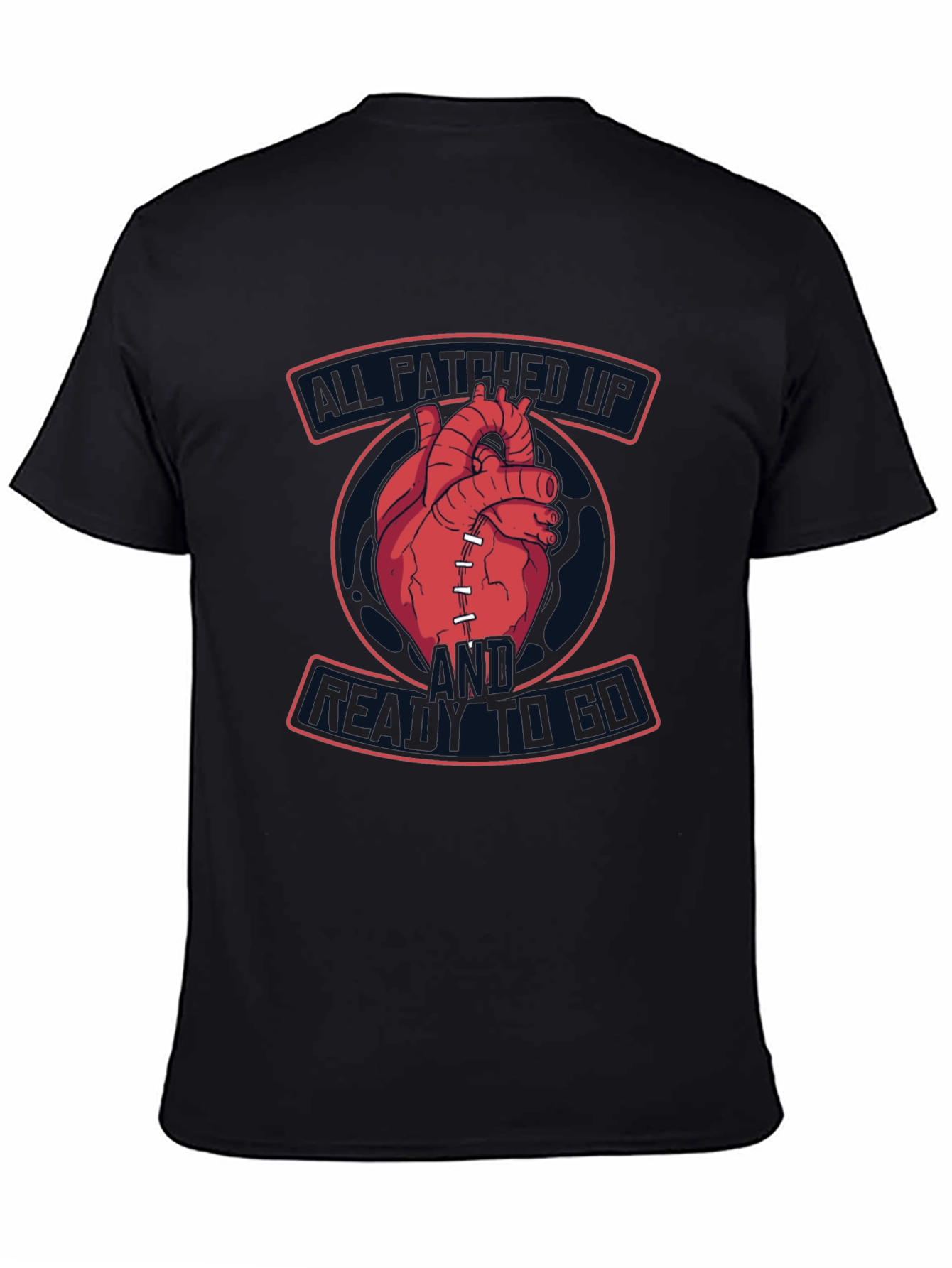 Black All Patched Up Anatomical Heart Graphic Tee view 4