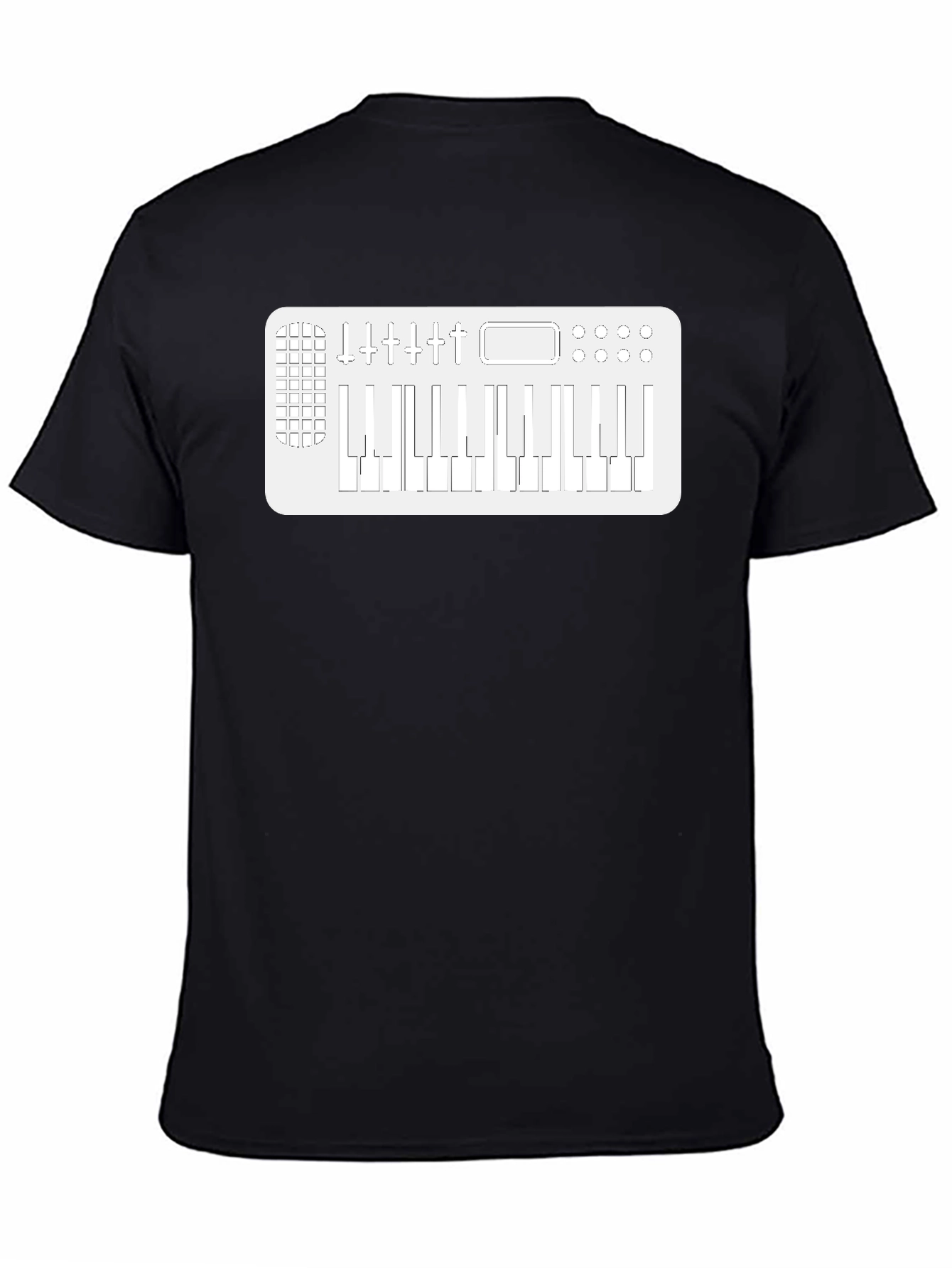 Black Keyboard Synth Graphic Tee - Music Lover T-Shirt view 4
