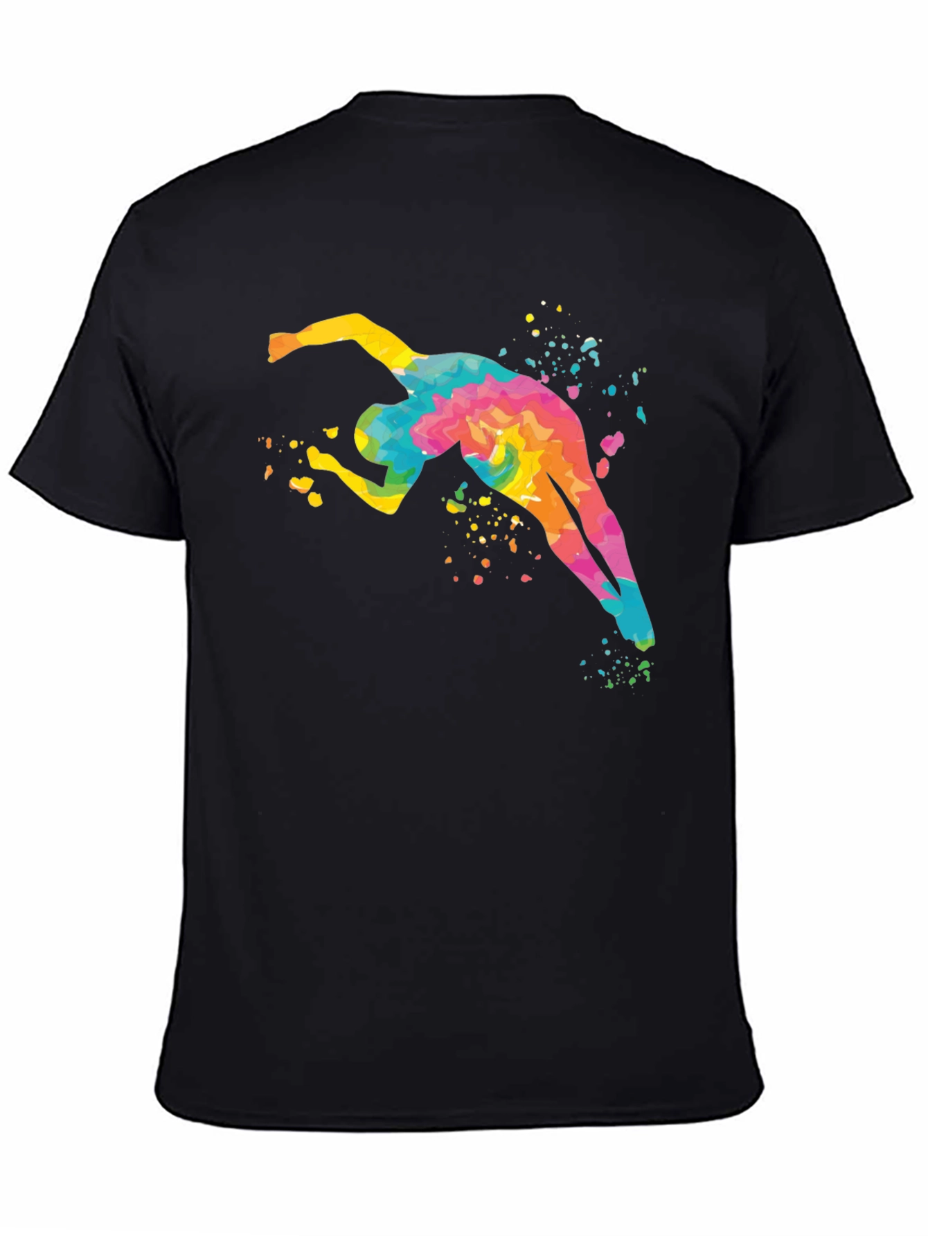 Black Watercolor Swimmer Graphic Tee - Black view 4