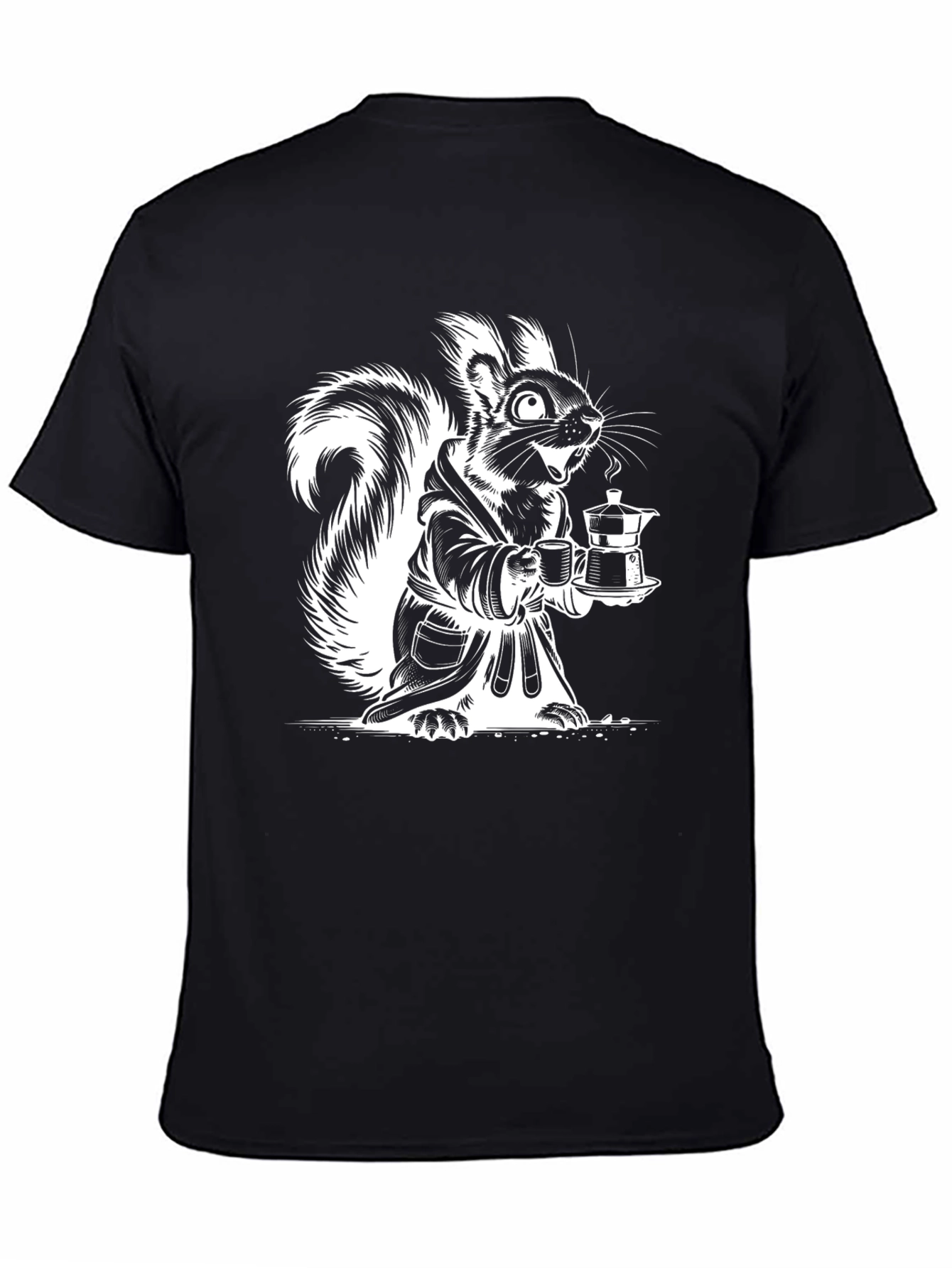 Black Funny Squirrel Coffee Lover T-Shirt view 4