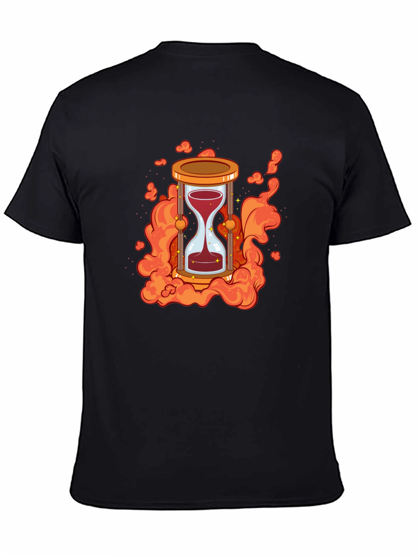 Black Hourglass Fire Graphic Tee - Bold & Stylish view 4