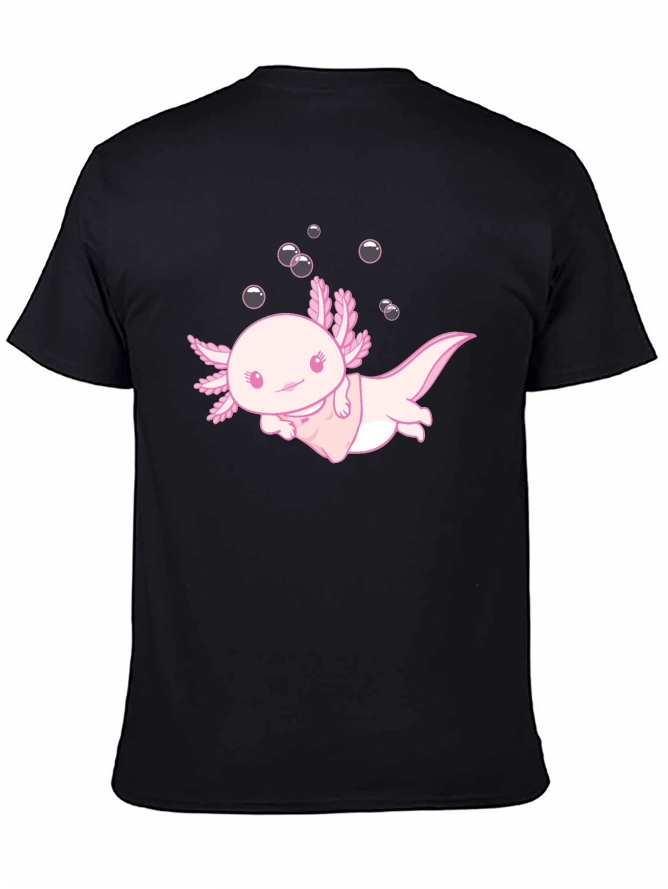 Black Cute Axolotl Black T-Shirt view 4