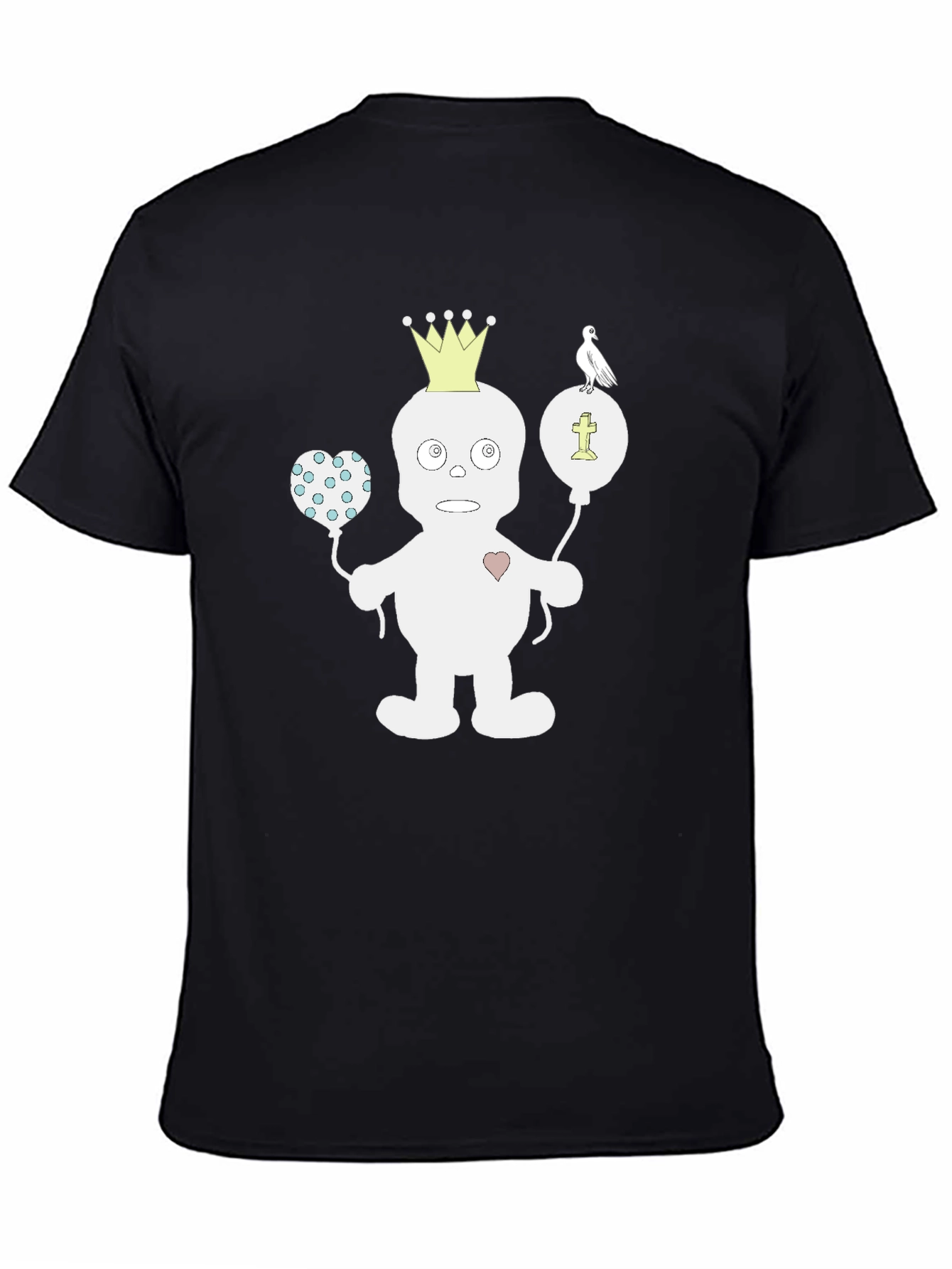 Black Funny Cartoon Character Black T-Shirt view 4
