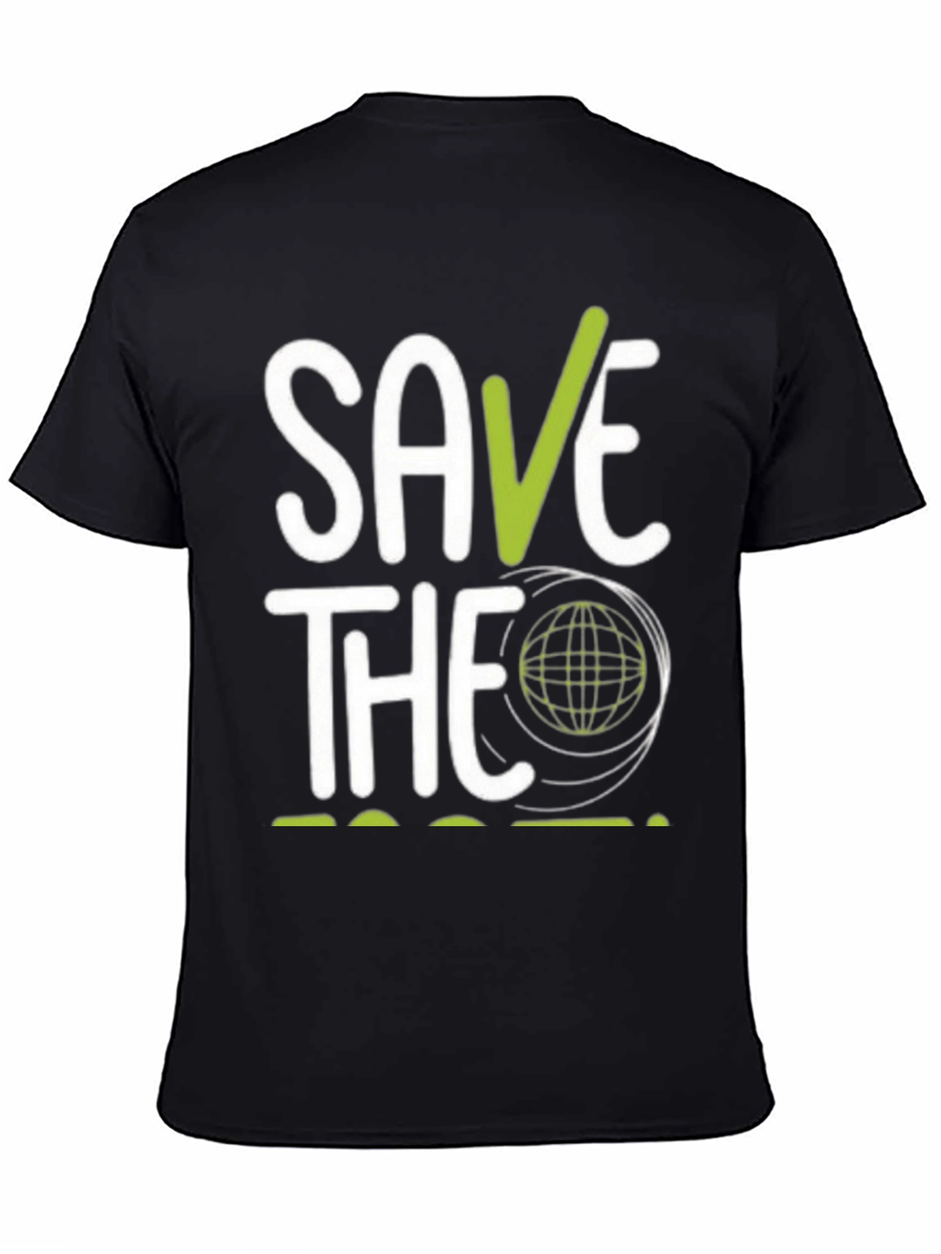 Black Save the Planet Graphic T-Shirt - Eco-Friendly Design view 4