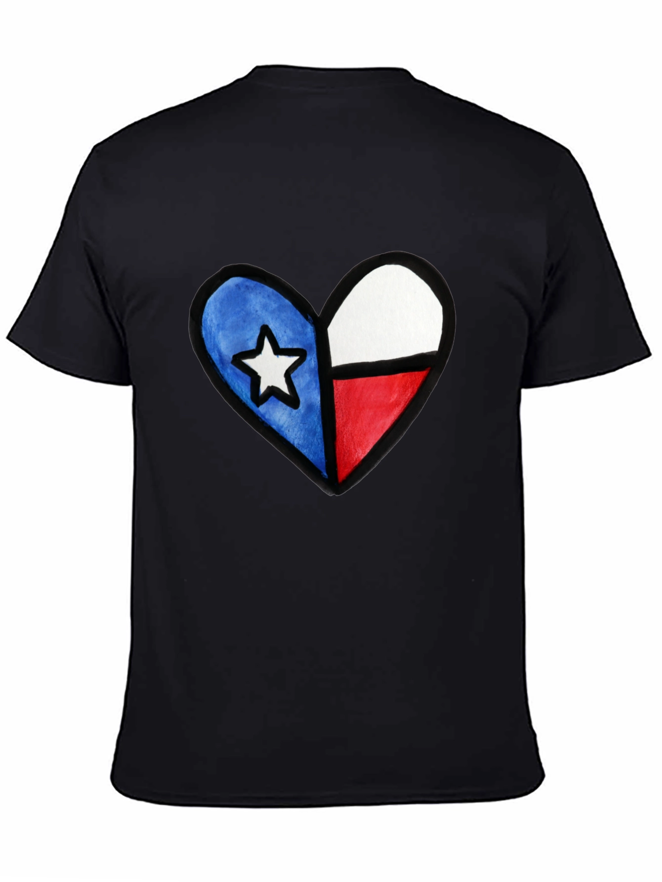Black Texas Flag Heart T-Shirt - Show Your State Pride view 4