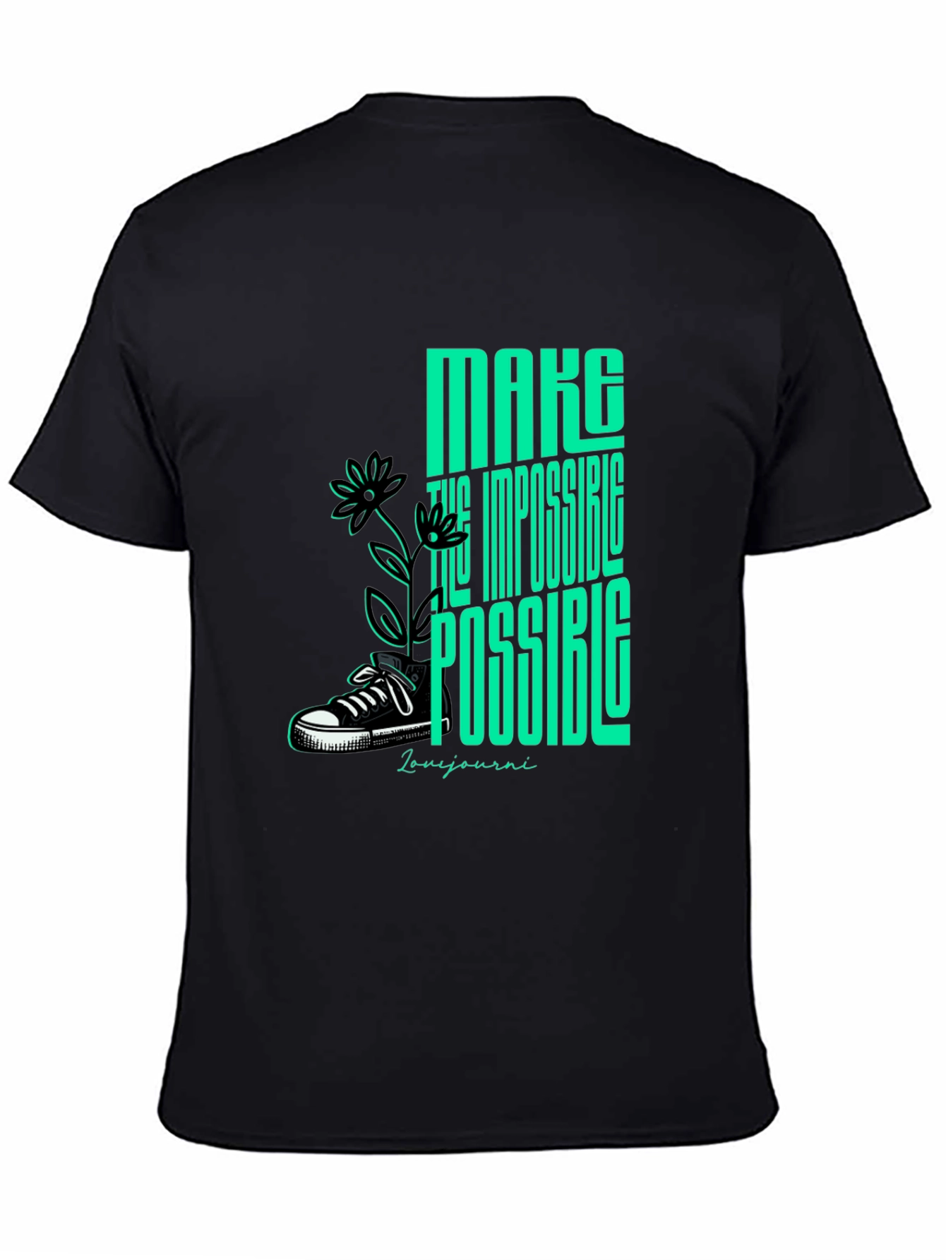 Black Motivational Graphic Tee - Make Impossible Possible view 4