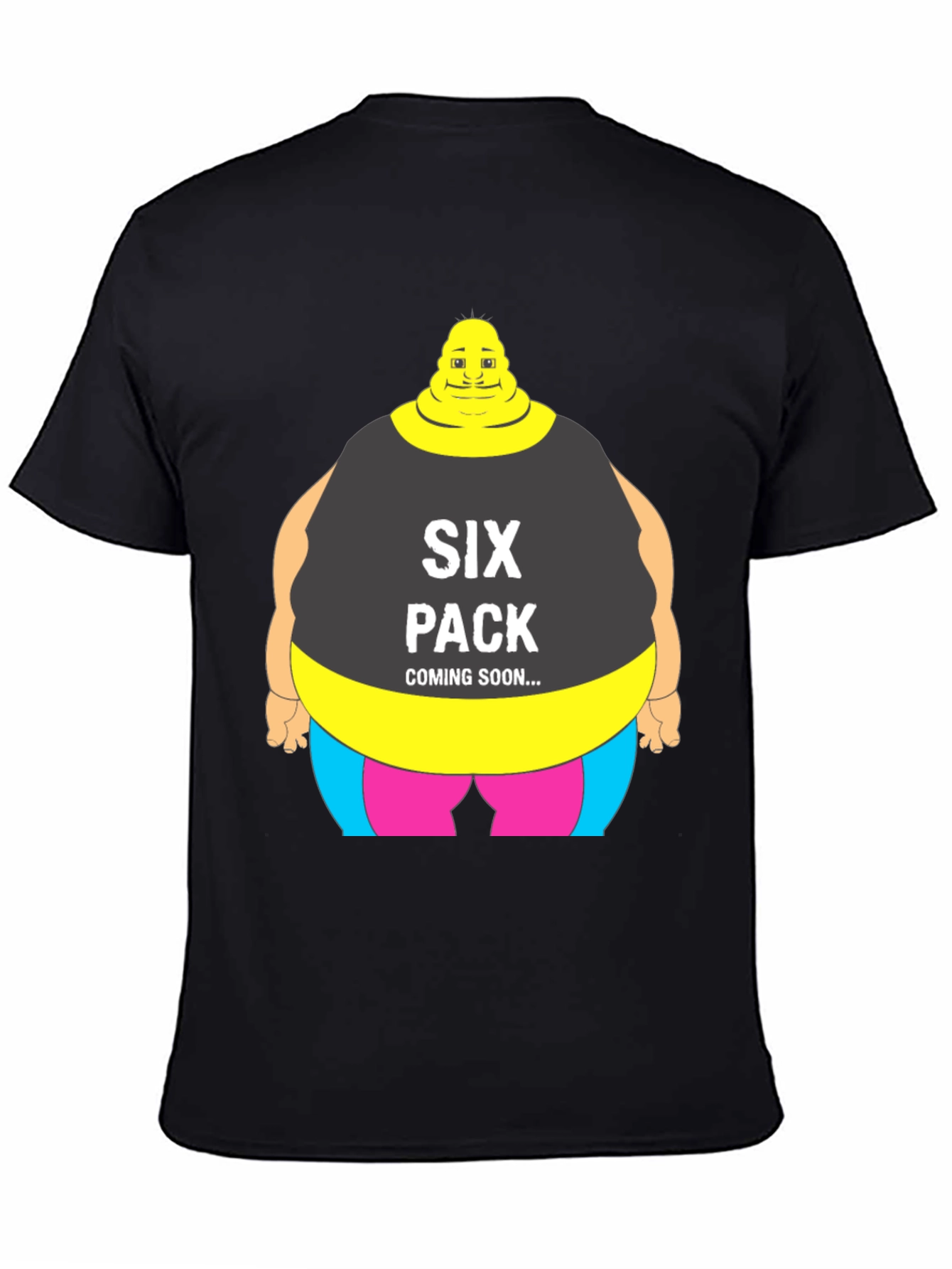 Black Funny Six Pack Coming Soon Graphic T-Shirt view 4