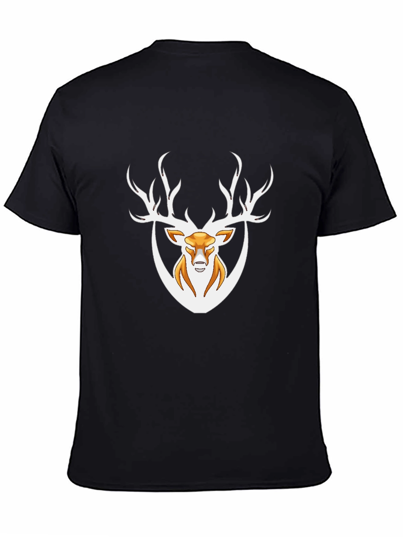Black Men's Black T-Shirt with Deer Graphic view 4