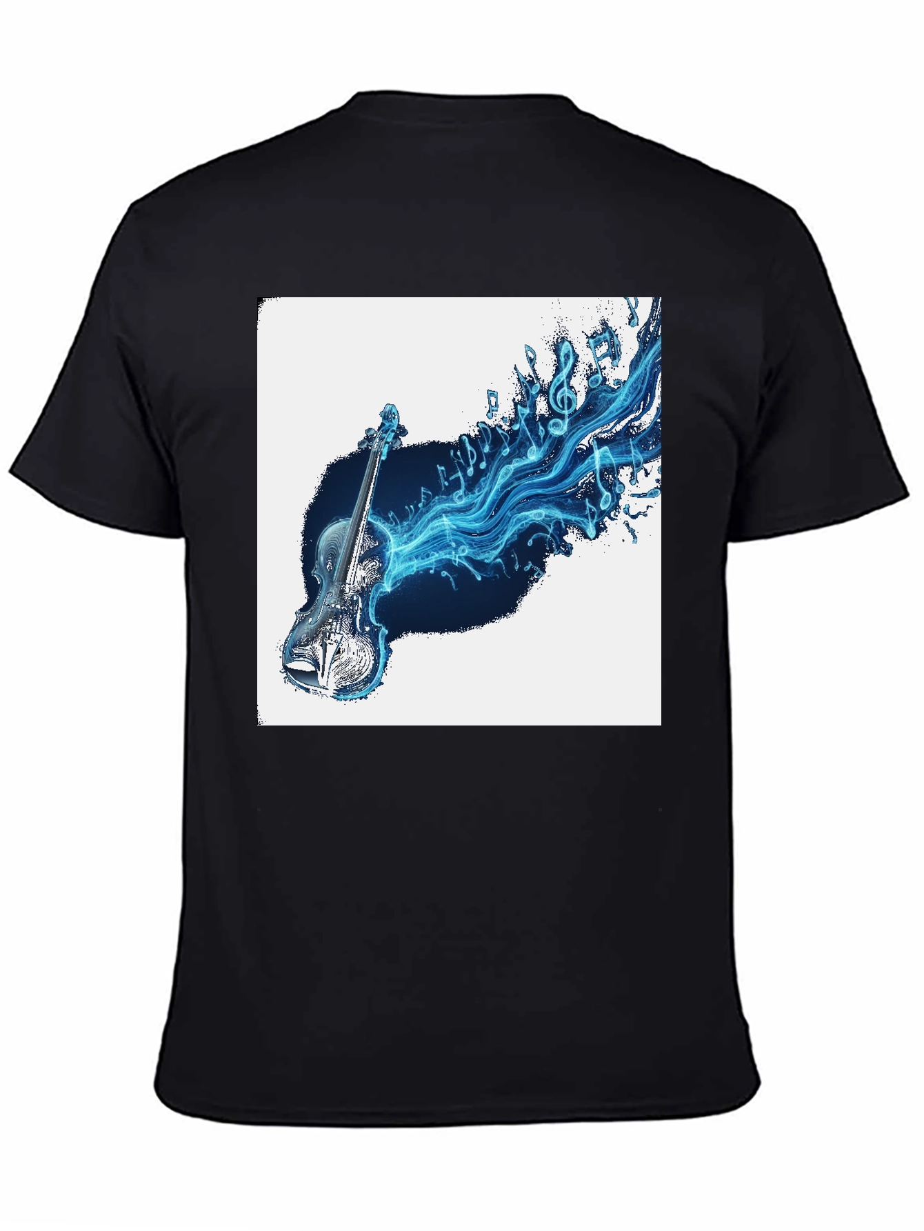 Black Musical Violin Graphic T-Shirt - Black view 4
