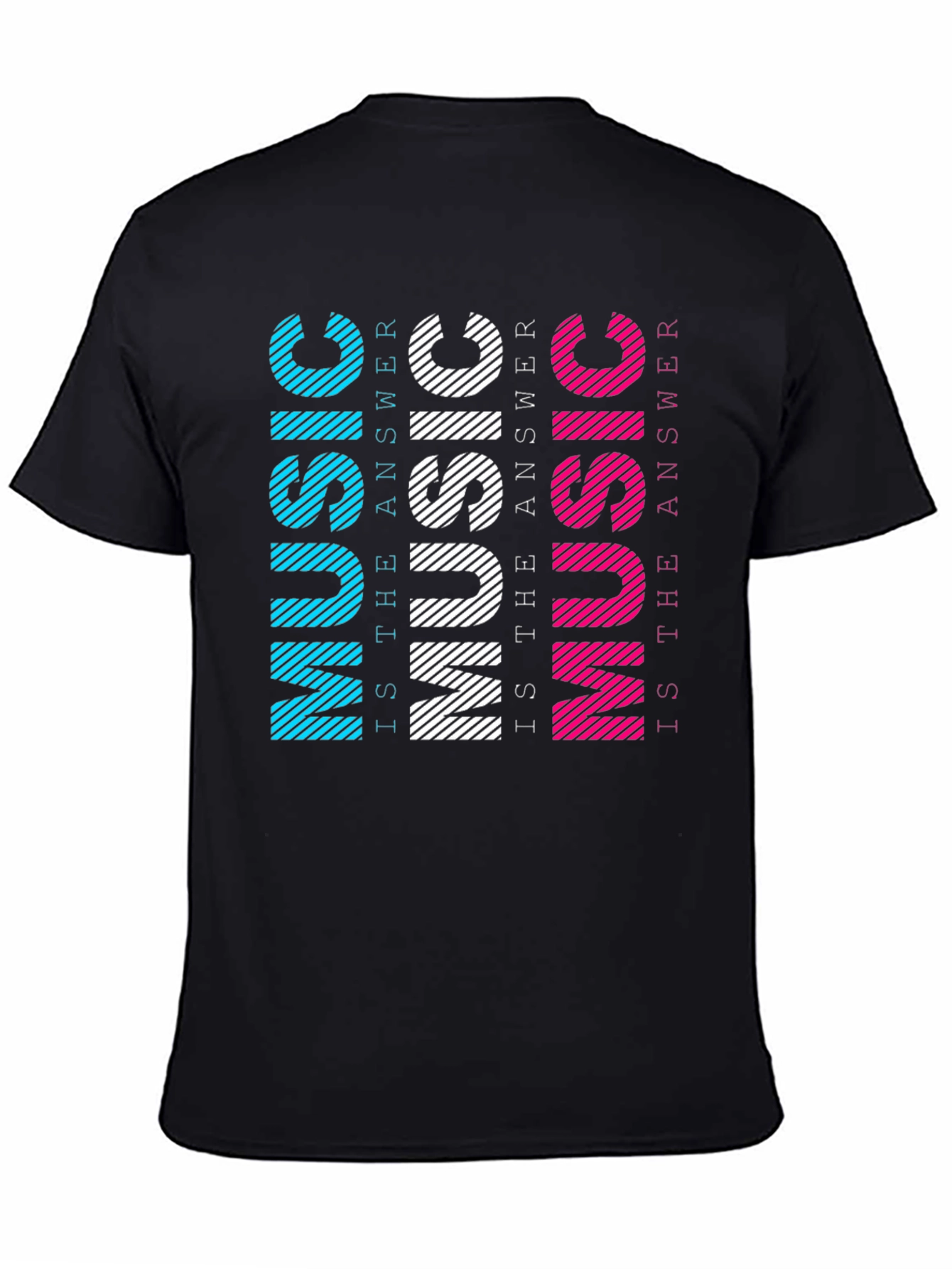 Black Music is the Answer Men's Black T-Shirt view 4