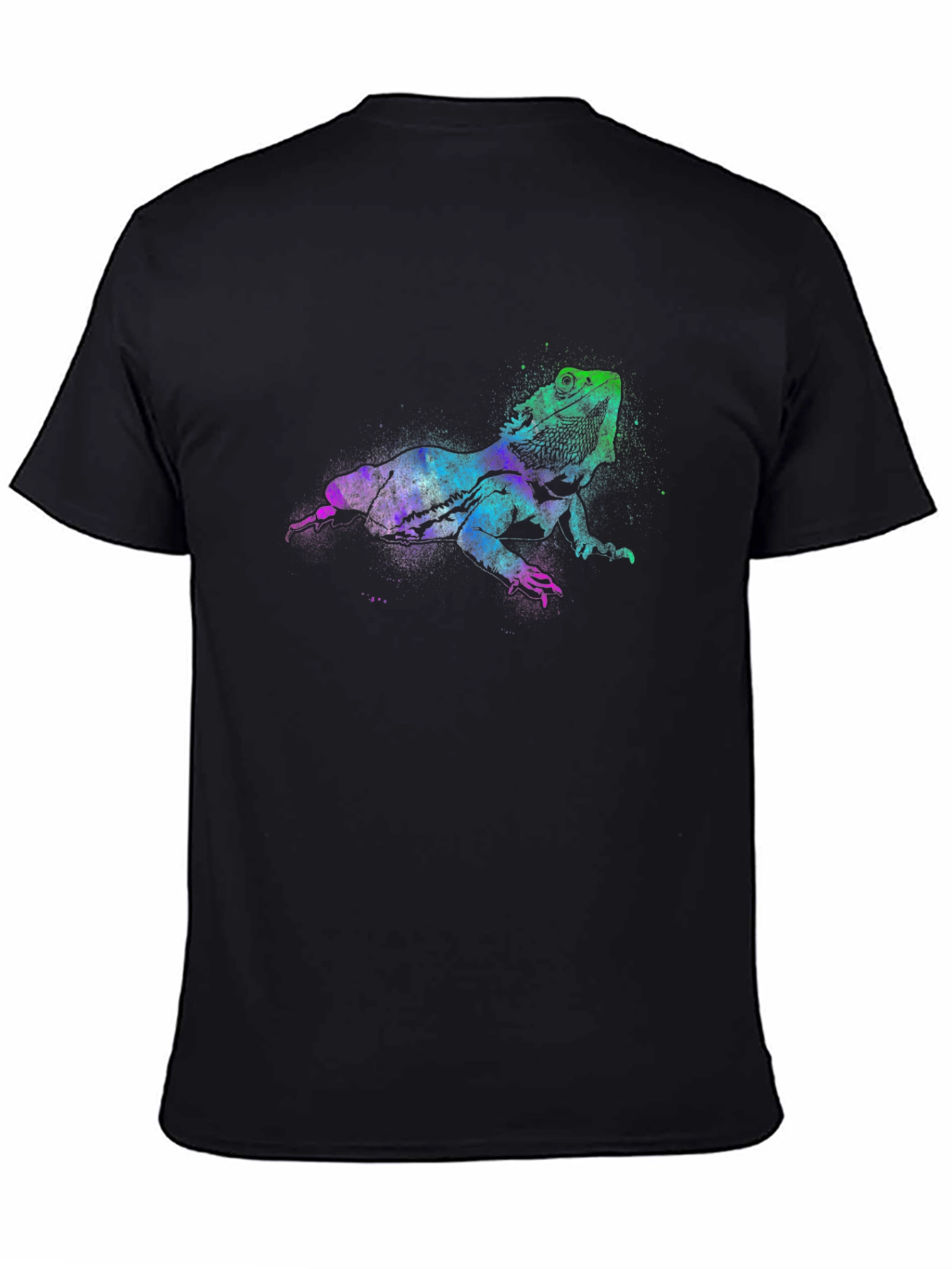 Black Bearded Dragon T-Shirt, Vibrant Lizard Tee view 4