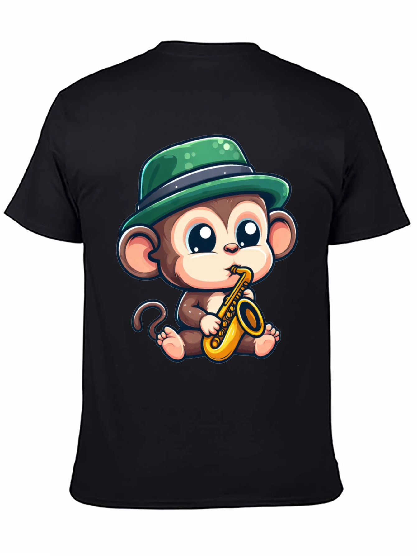 Black Monkey Saxophone T-Shirt: Cool Cartoon Graphic Tee view 4