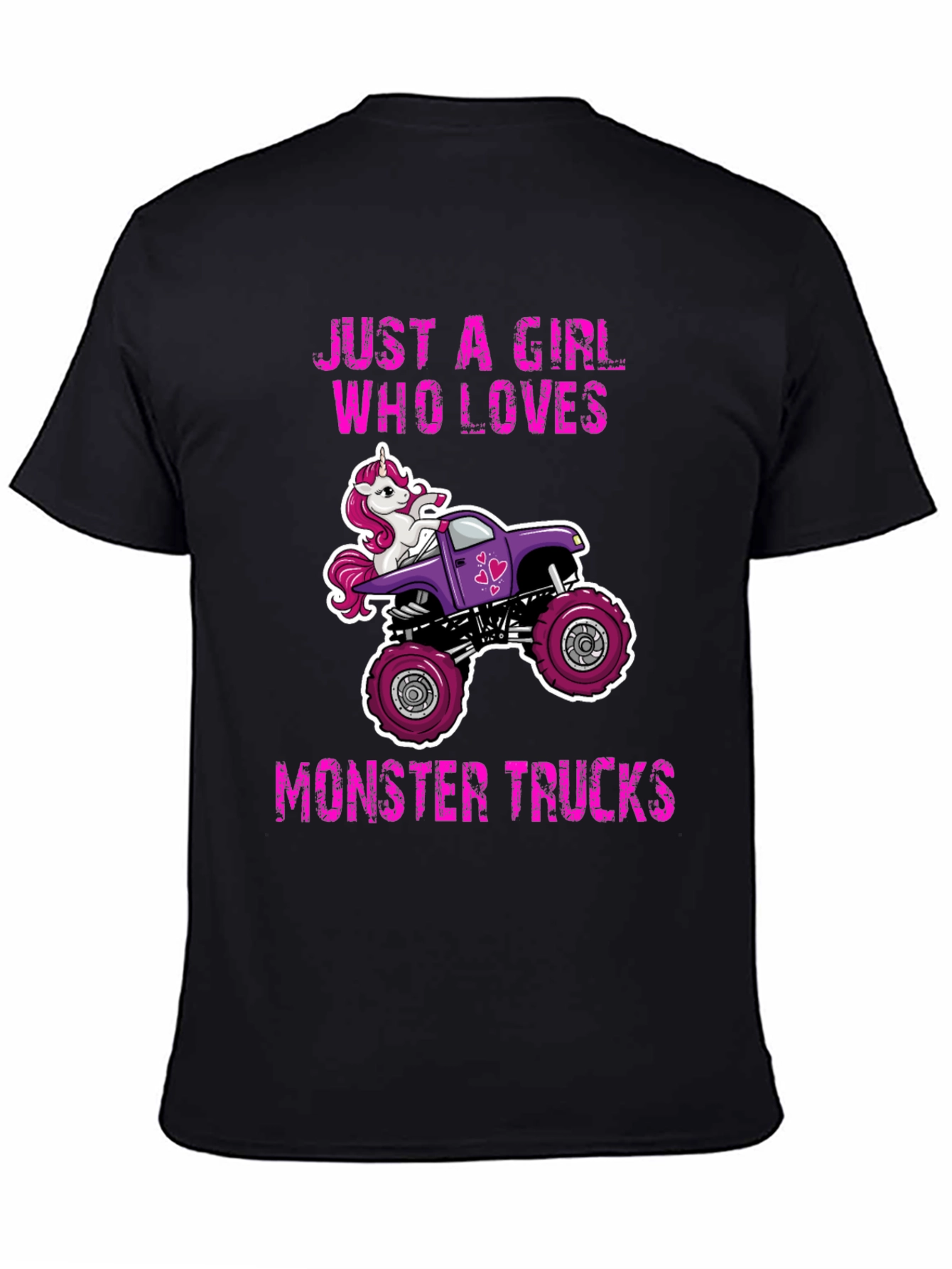Black Unicorn Monster Truck Graphic Tee - Just a Girl Who Loves Trucks view 4