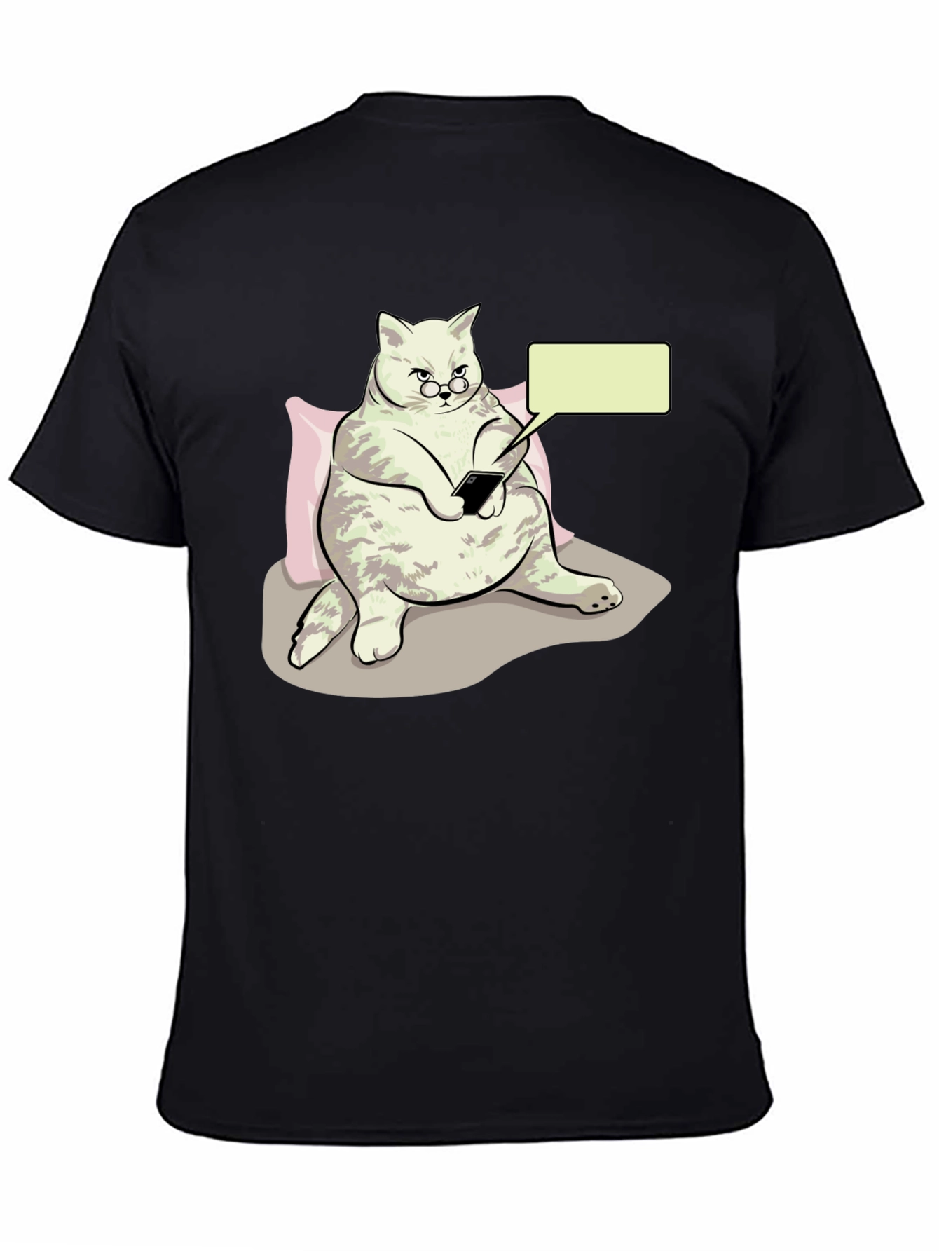 Black Funny Cat T-Shirt - Tech Savvy Feline view 4
