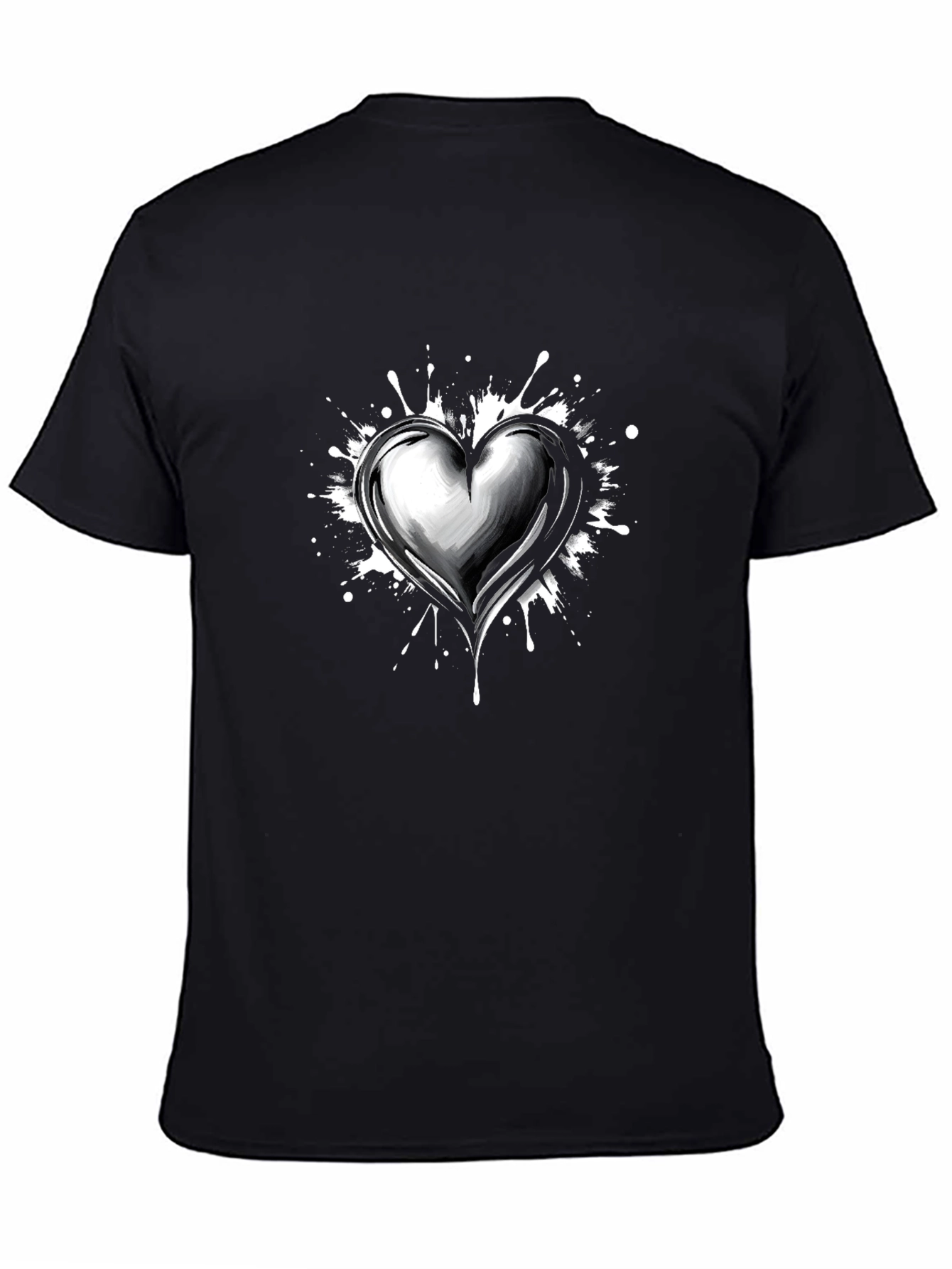 Black Heart Splatter Graphic Tee - Black Cotton Blend view 4