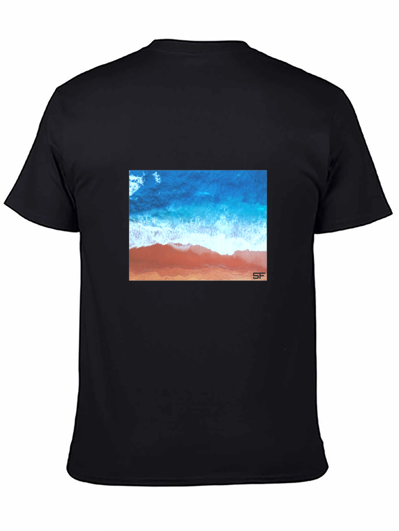 Black Ocean View Graphic Tee - Stylish Black T-Shirt view 4