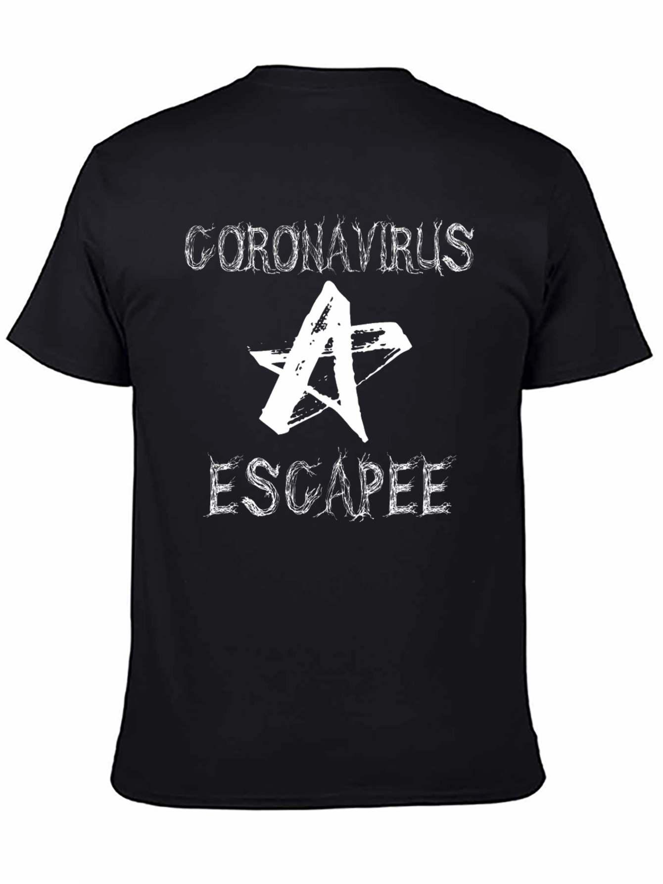 Black Coronavirus Escapee Graphic T-Shirt - Black Cotton Tee view 4