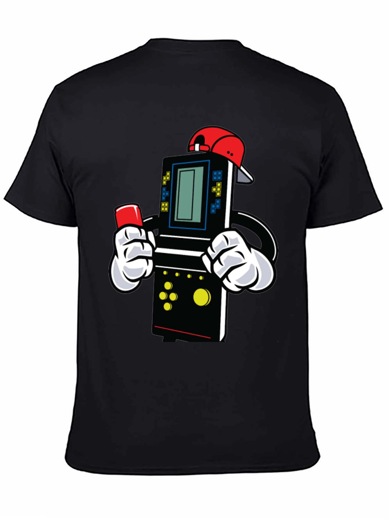 Black Retro Game Character T-Shirt view 4