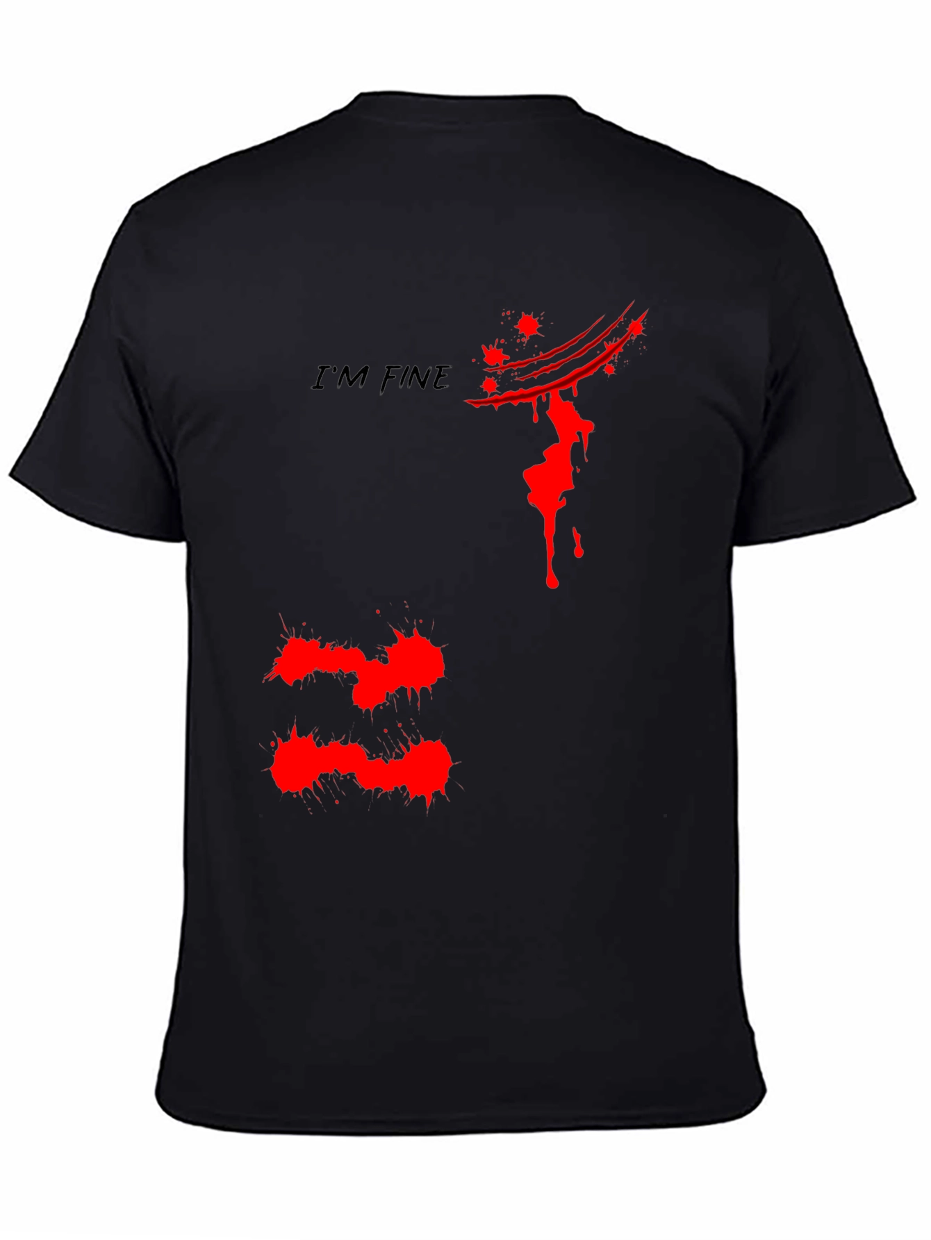 Black I'm Fine Graphic Tee - Black Cotton T-Shirt view 4