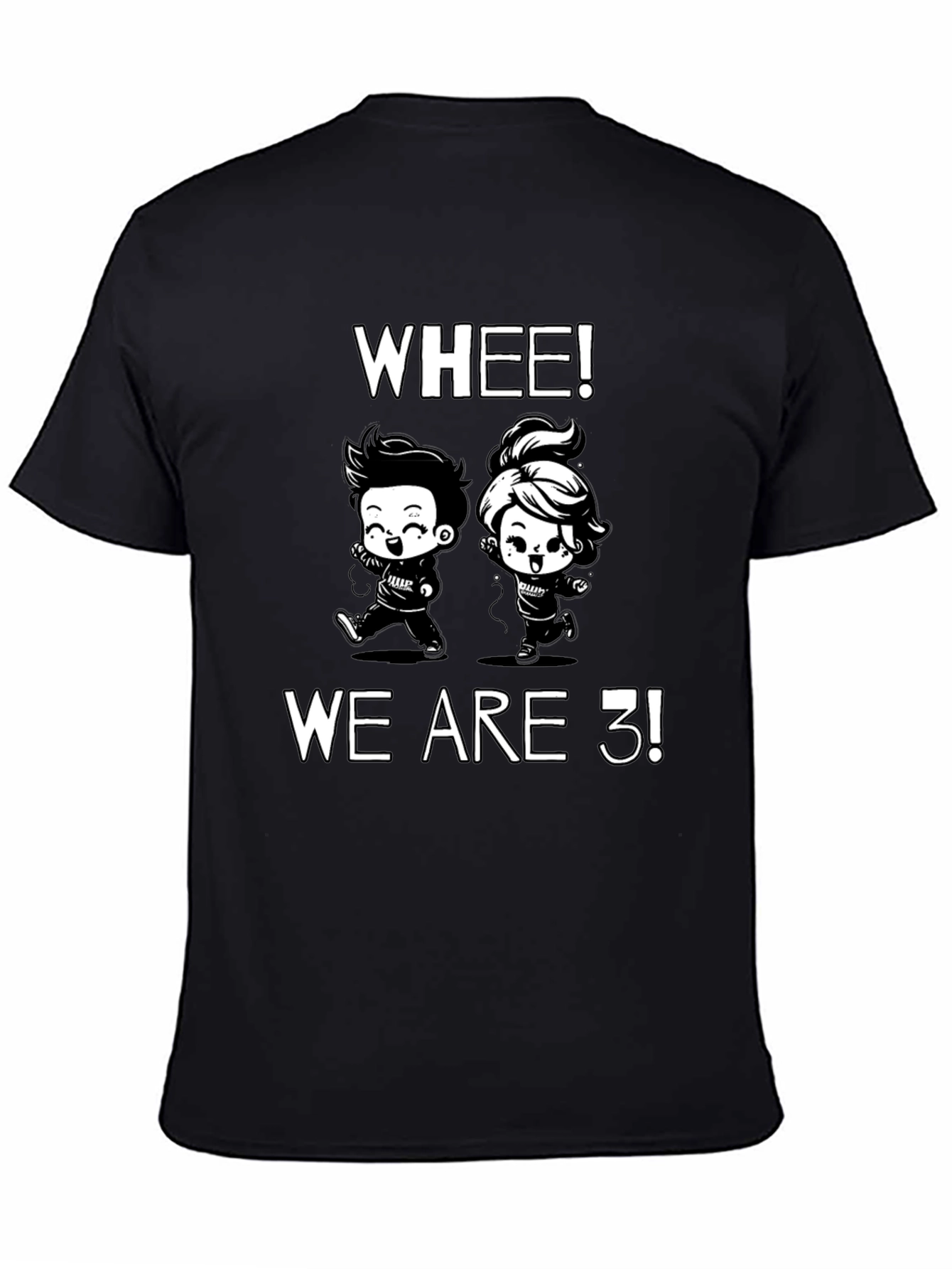 Black Whee! We Are 3! Cartoon T-Shirt view 4