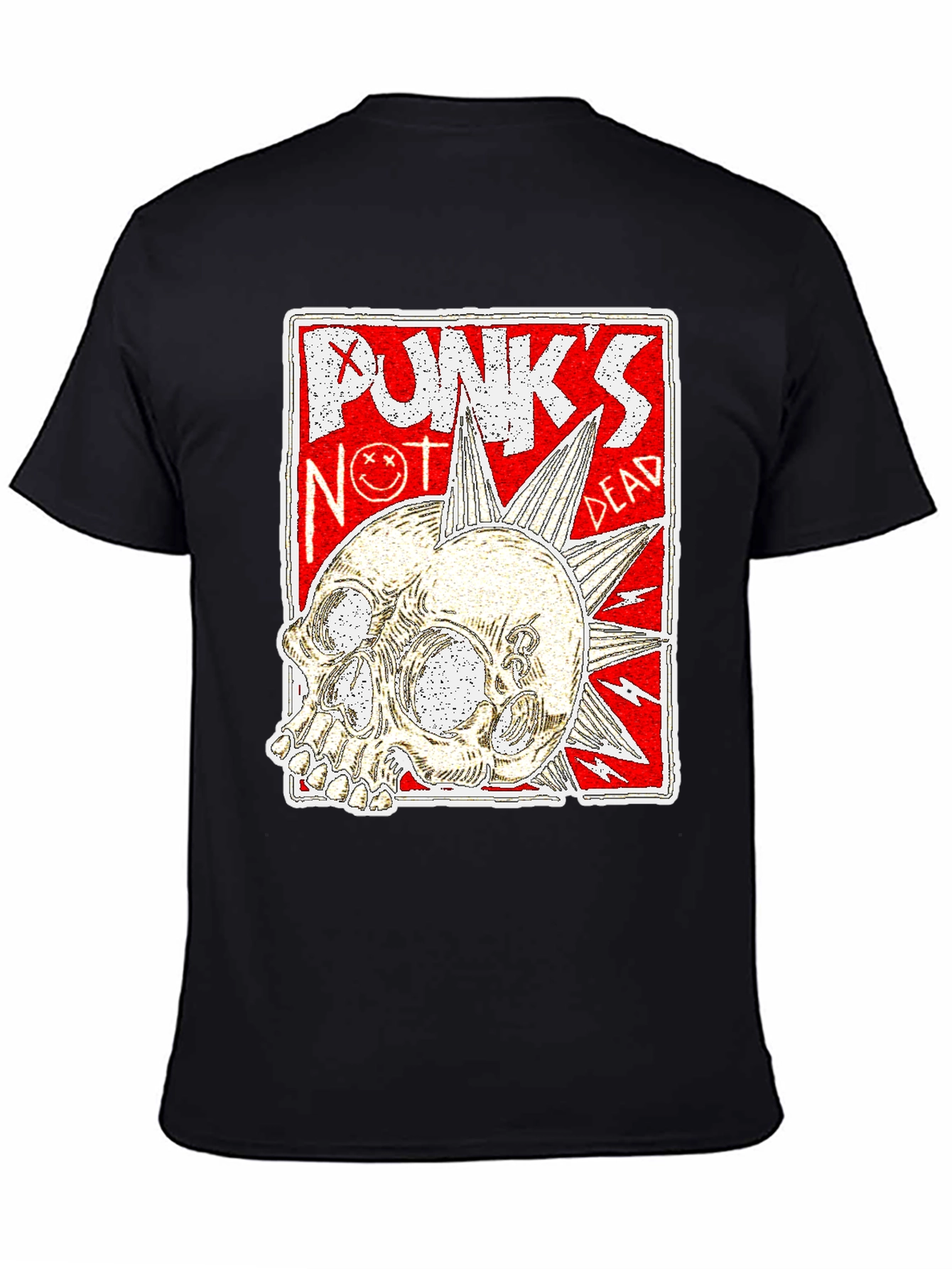 Black Punk's Not Dead Skull Graphic Tee - Black view 4