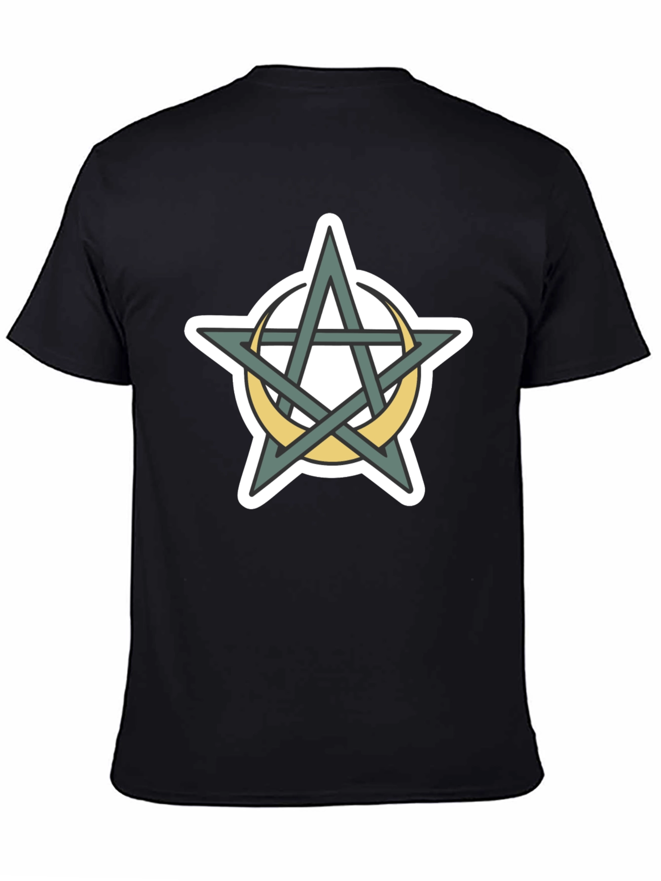 Black Occult Pentagram Moon T-Shirt - Black view 4