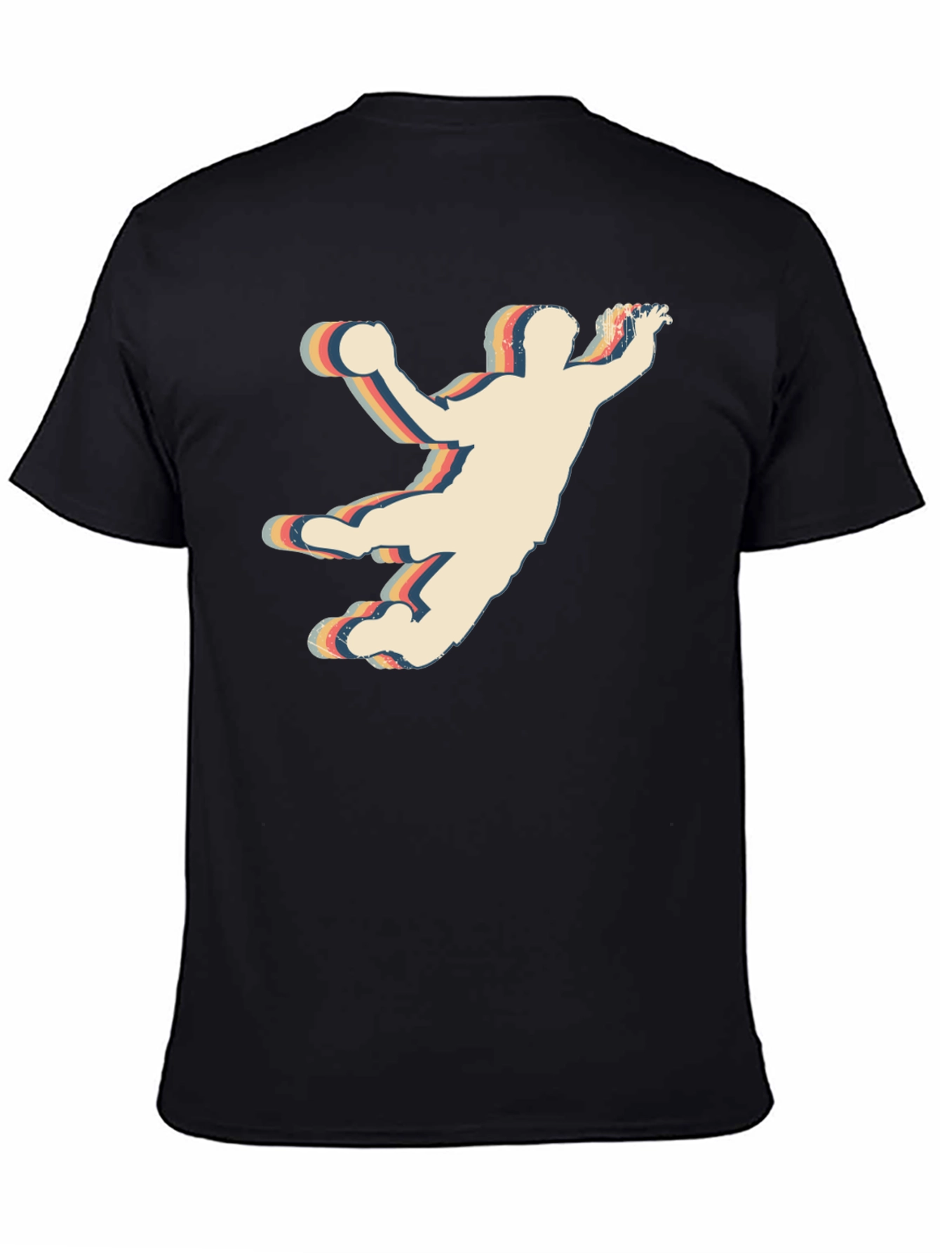 Black Retro Handball Player Graphic T-Shirt view 4