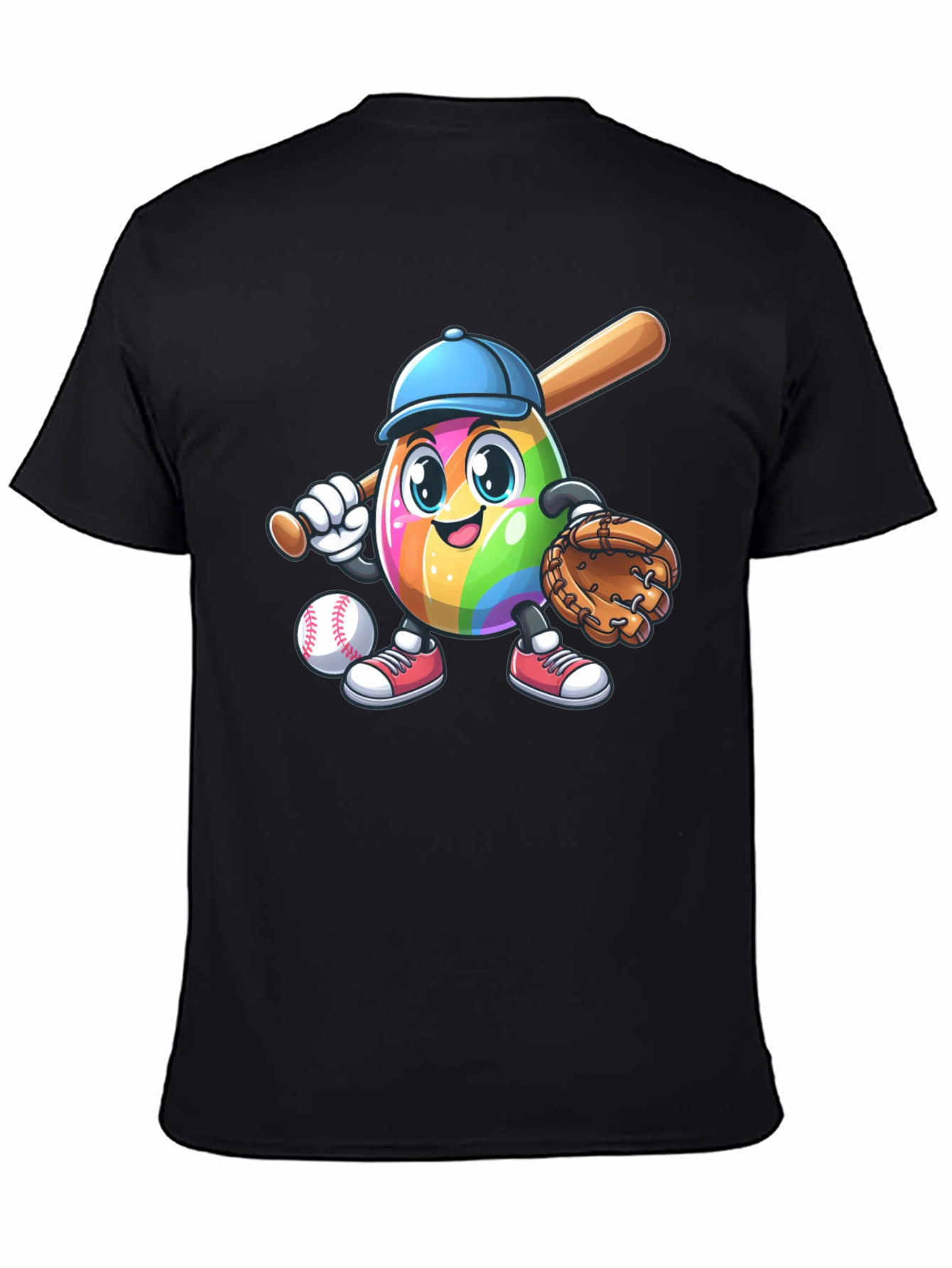 Black Rainbow Baseball Egg T-Shirt view 4