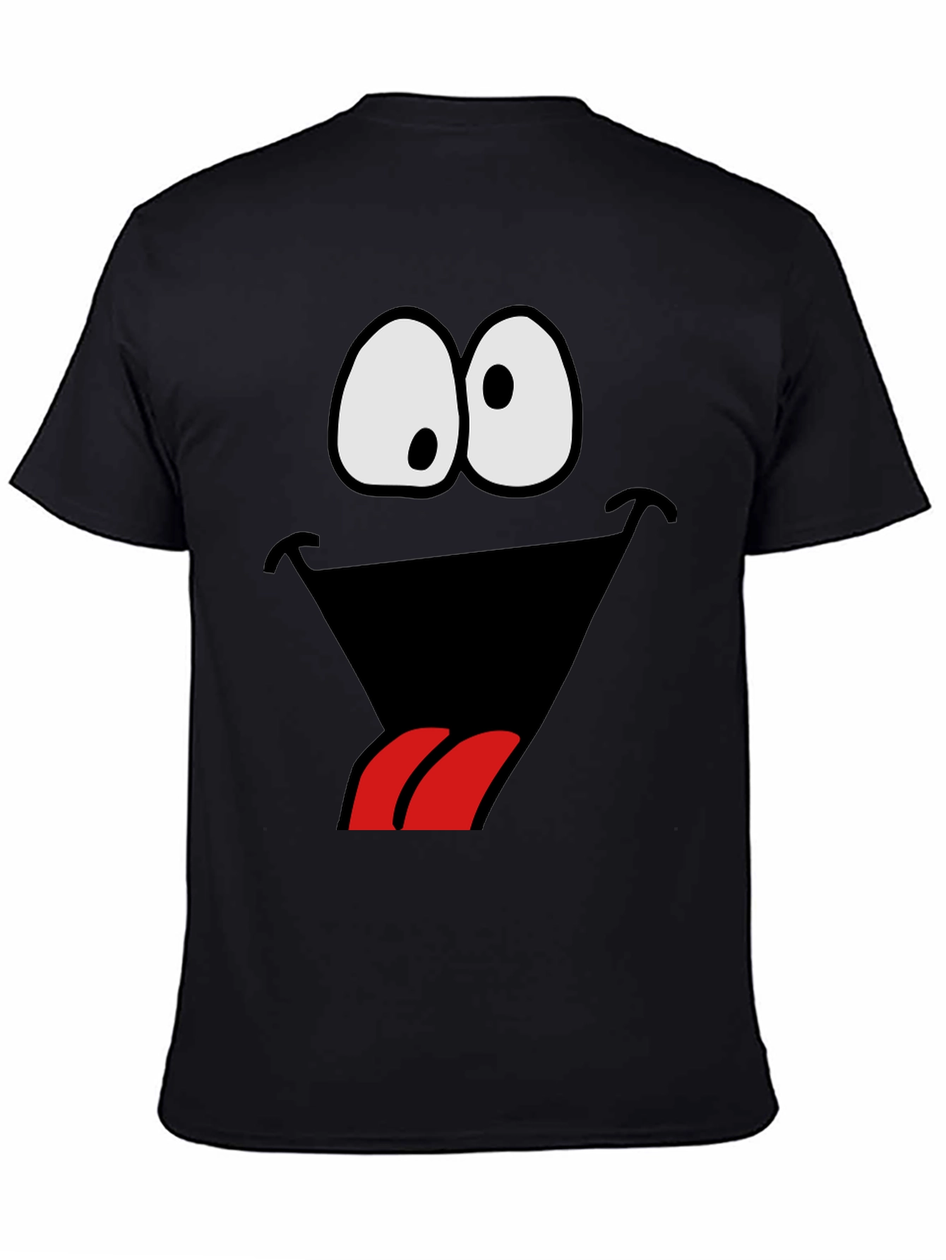 Black Funny Goofy Face Graphic Tee - Black view 4