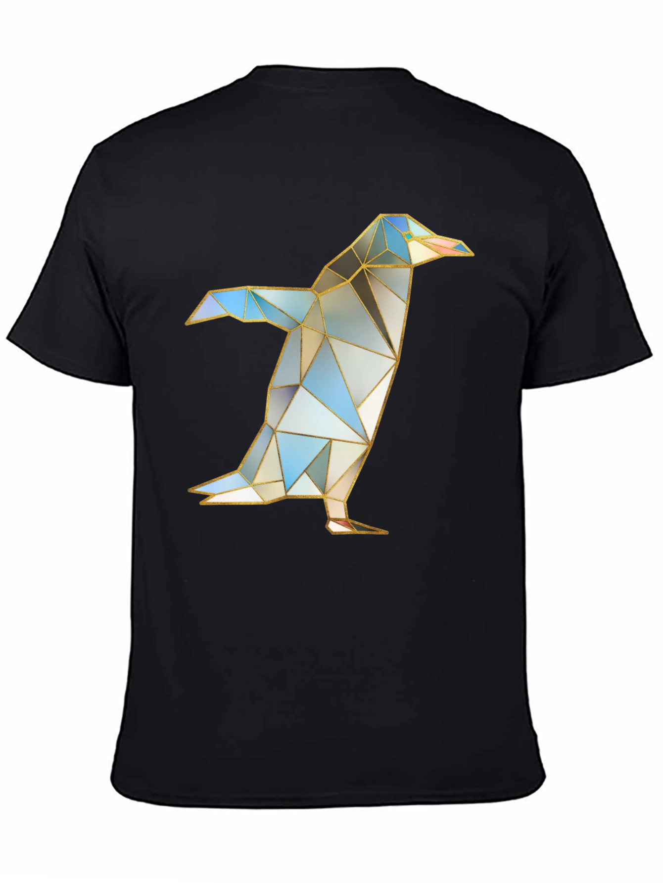 Black Geometric Penguin Graphic T-Shirt - Modern Art Design view 4