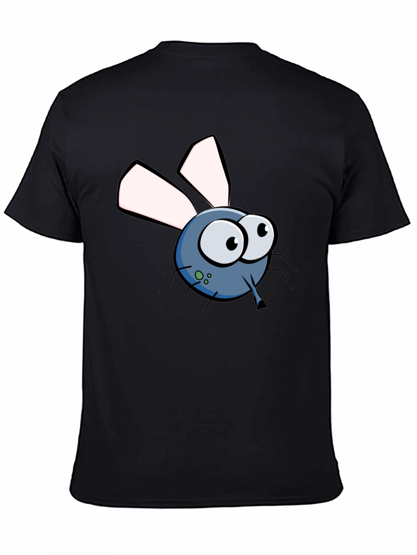 Black Funny Cartoon Fly Graphic T-Shirt view 4