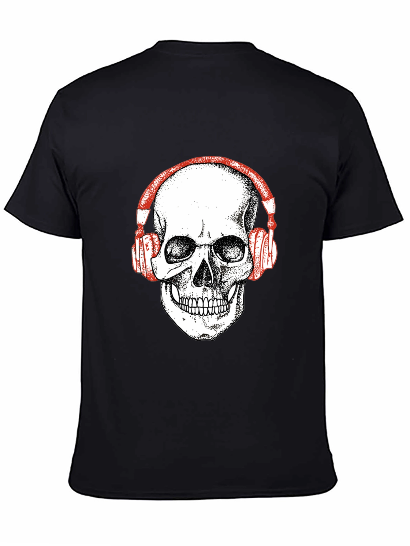 Black Skull Headphones Graphic Tee - Black view 4
