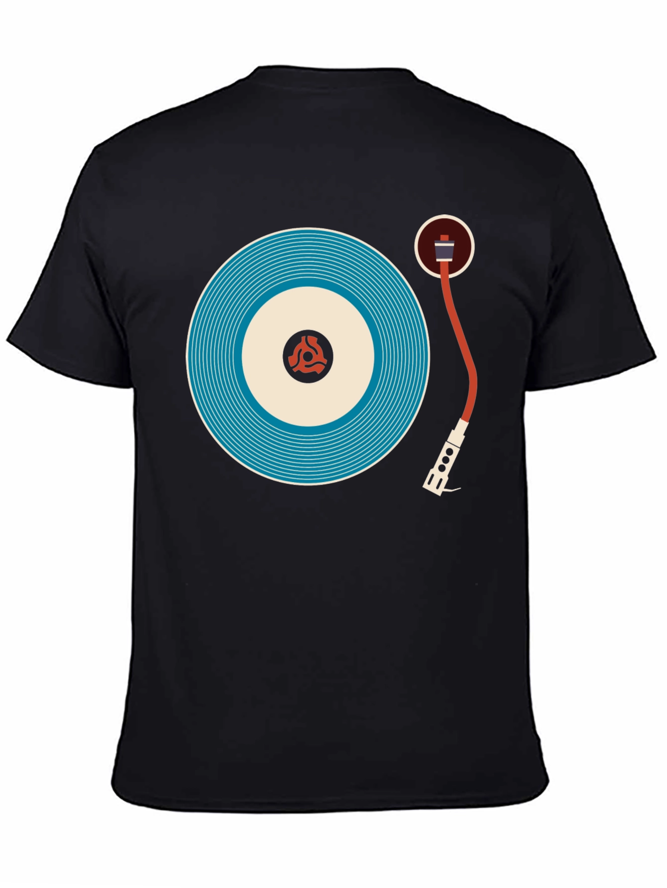 Black Retro Turntable Graphic Tee - Cool Music Lover Shirt view 4