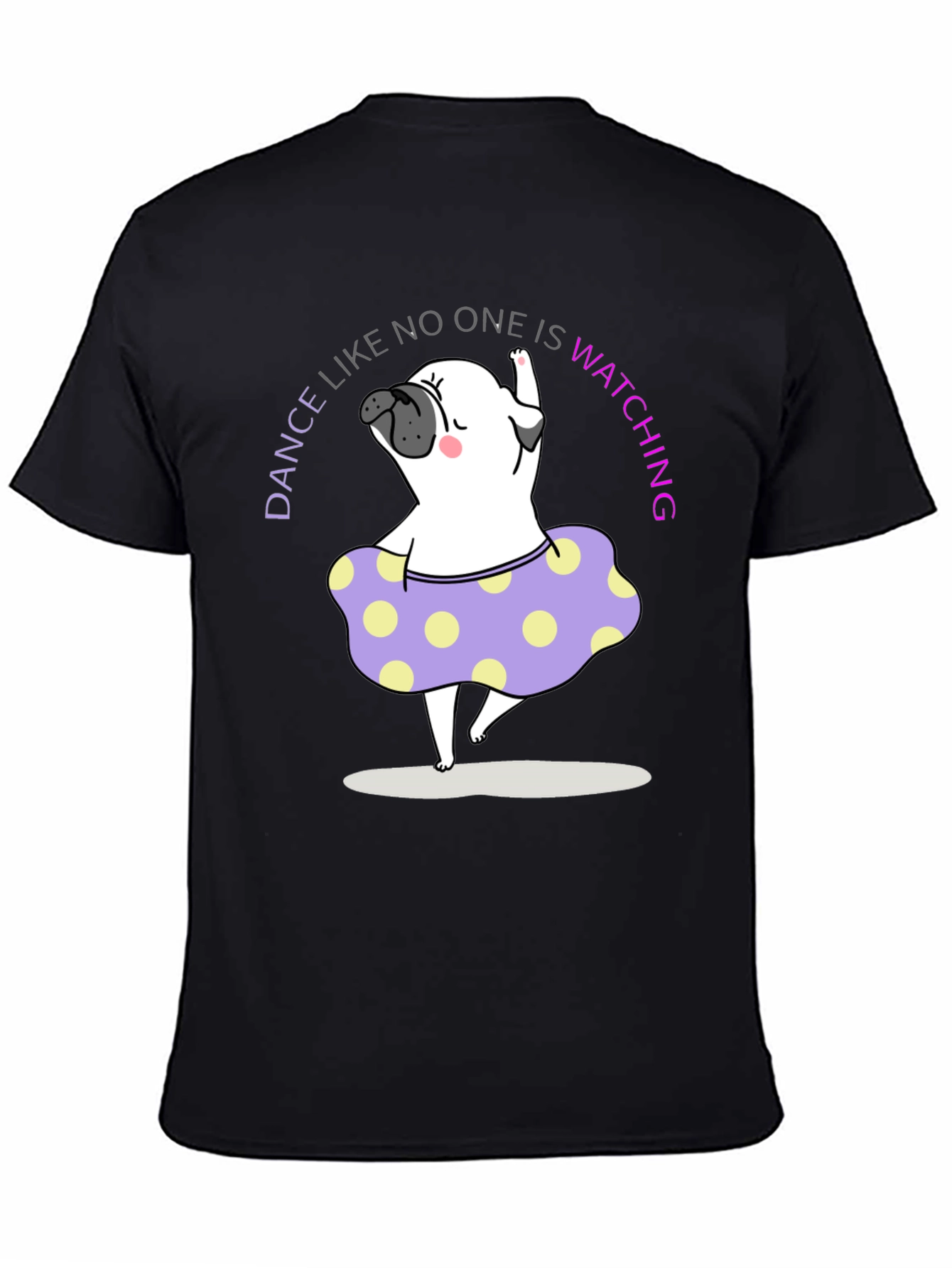 Black Dance Pug T-Shirt - Black Cotton Tee view 4