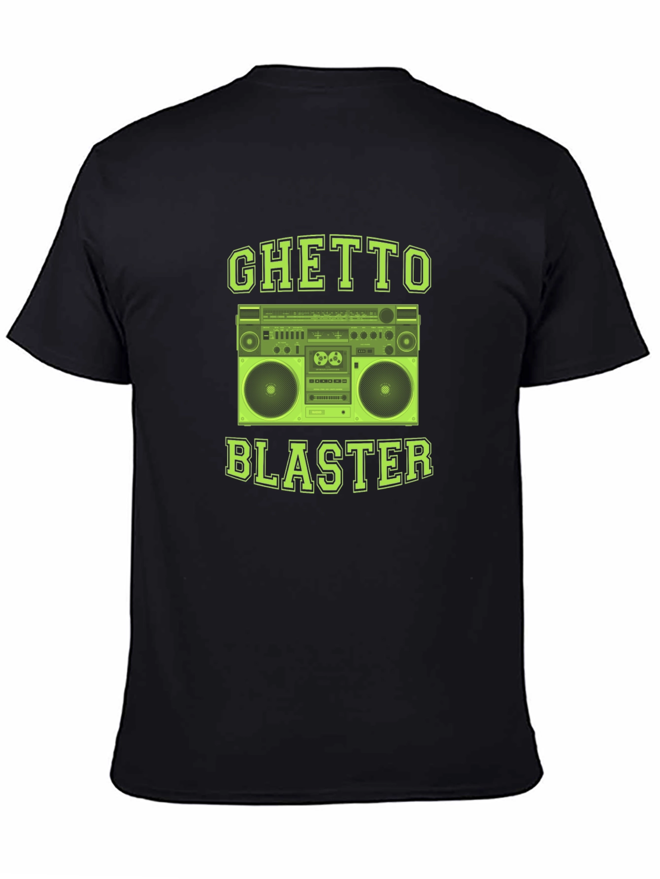 Black Ghetto Blaster Graphic Tee - Retro Boombox T-Shirt view 4