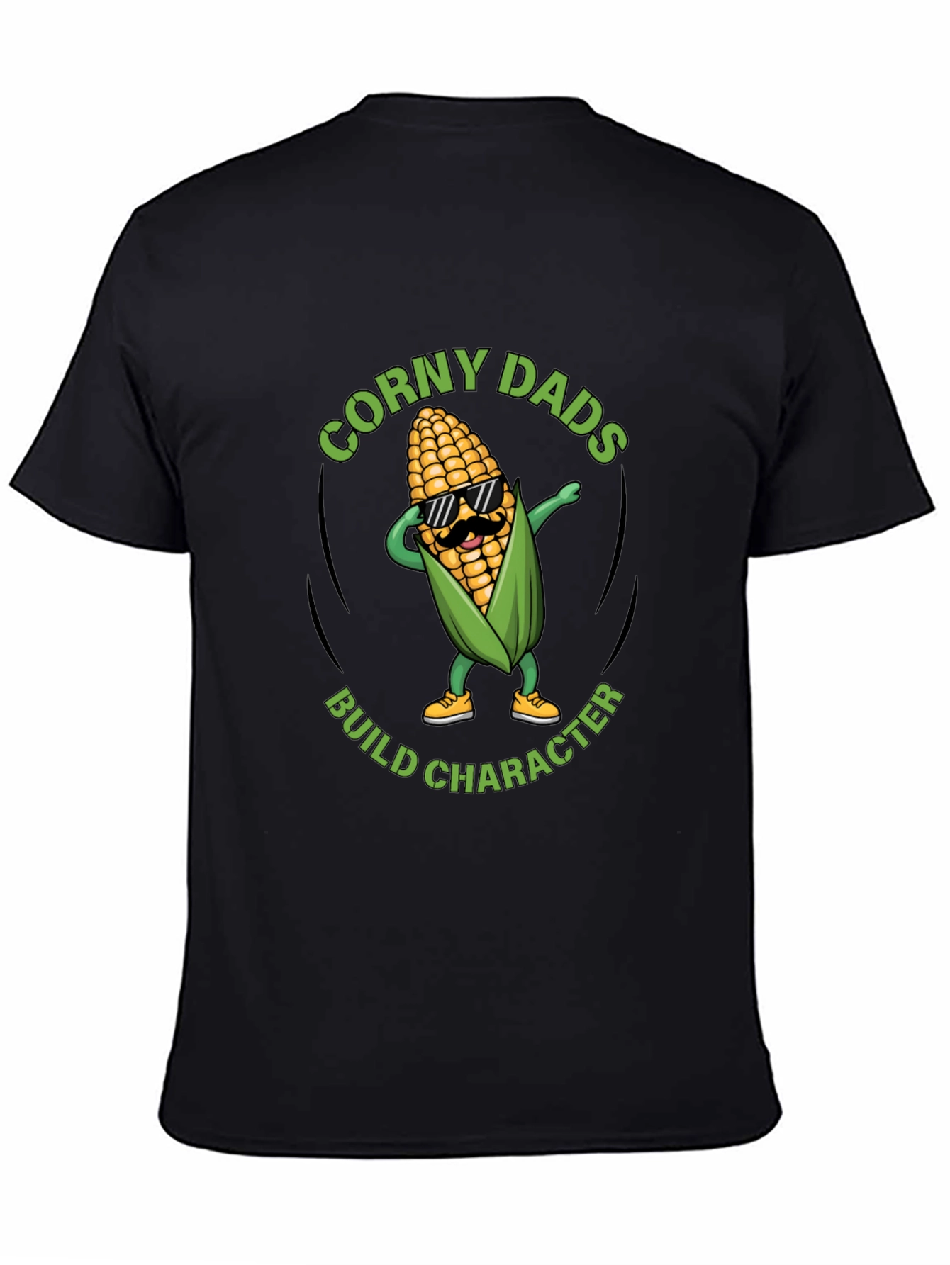 Black Corny Dads Build Character T-Shirt view 4
