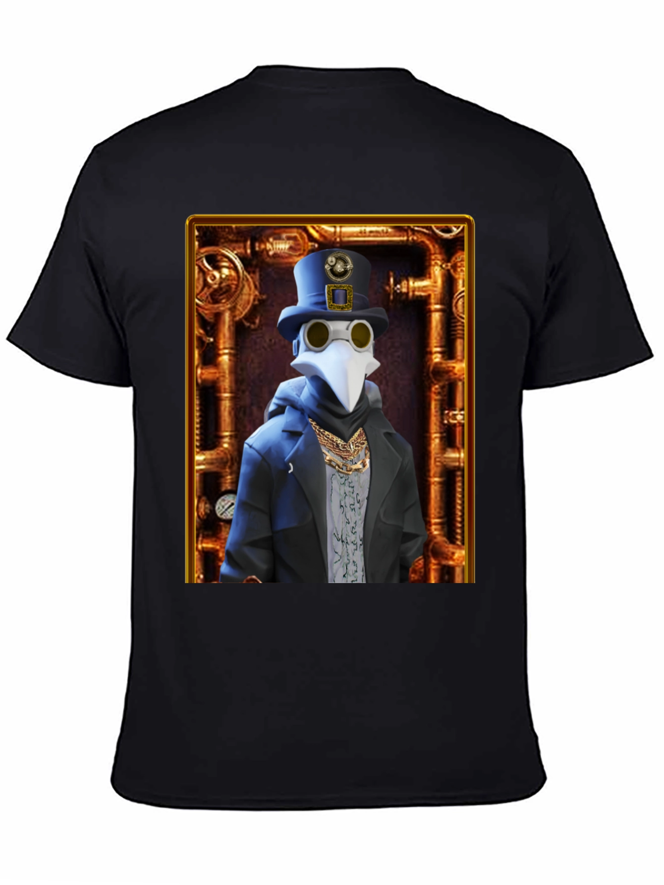 Black Steampunk Plague Doctor Graphic T-Shirt - Unique Design view 4