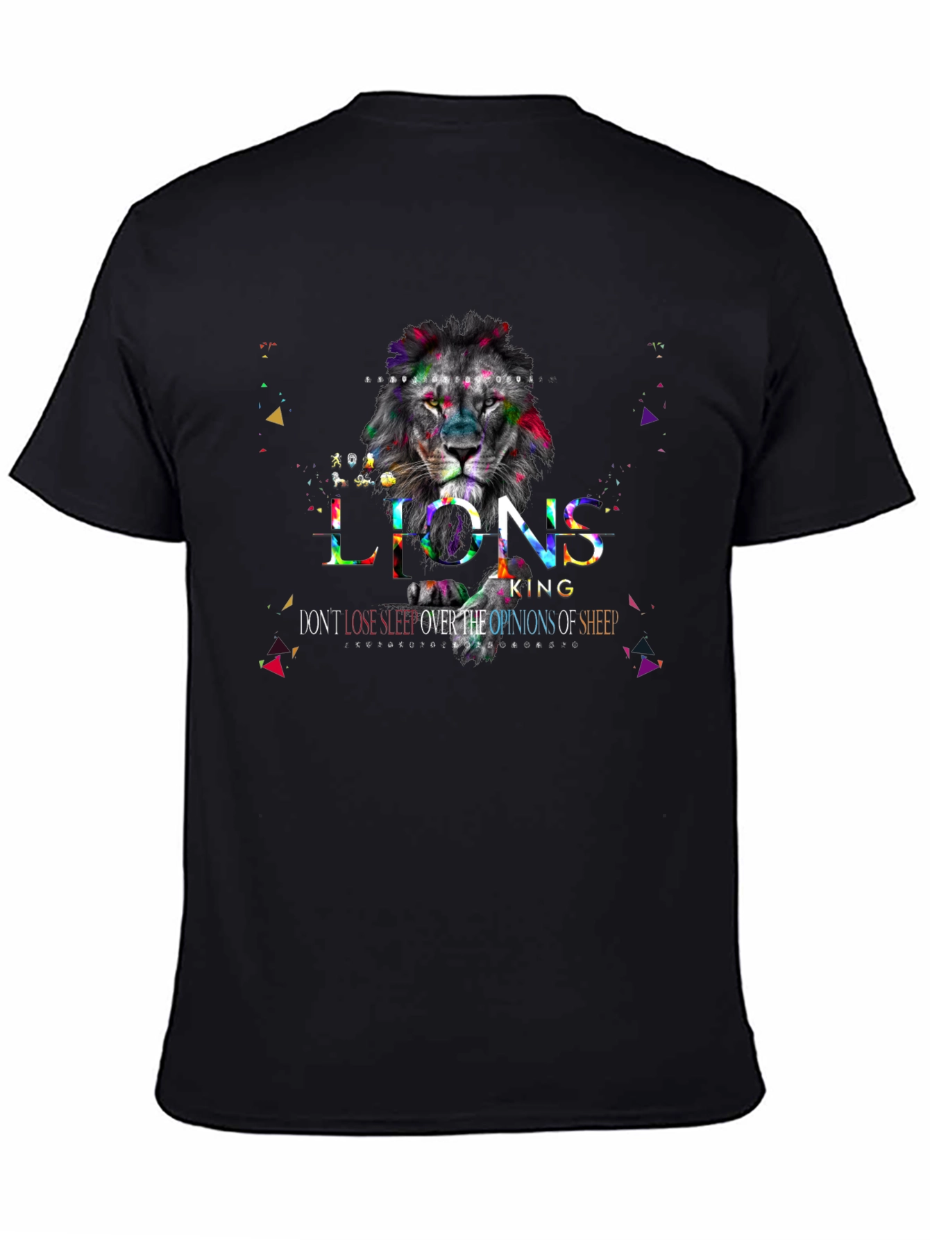 Black Lion King Graphic Print Black T-Shirt view 4