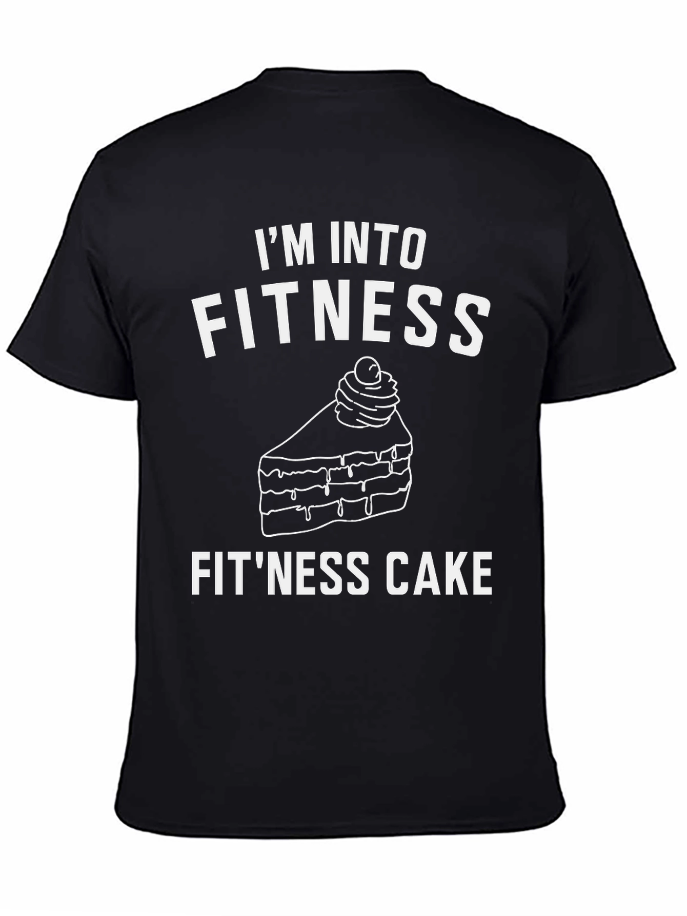 Black Fitness Cake Graphic T-Shirt - Funny Foodie Tee view 4