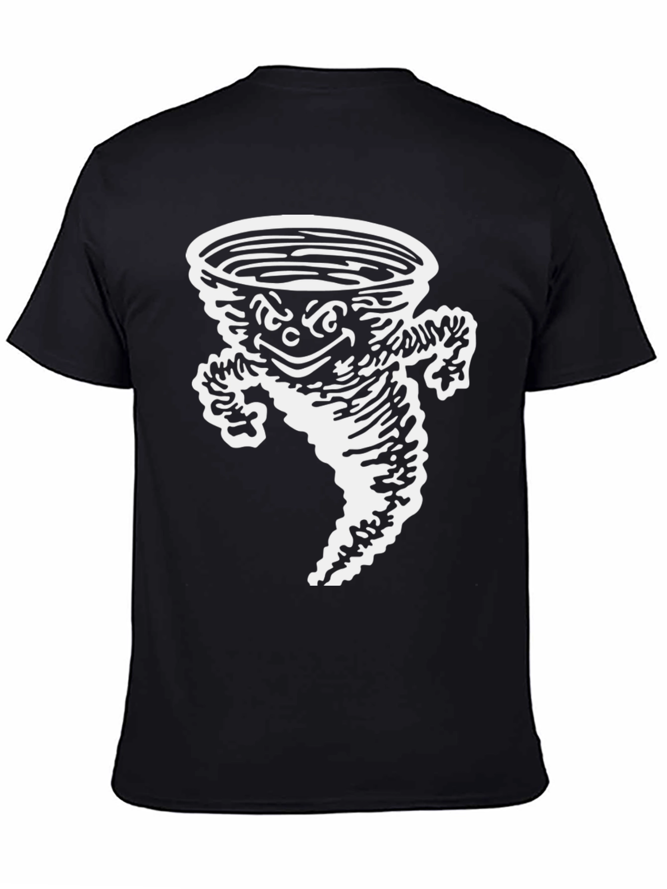Black Cartoon Tornado Graphic Tee - Black Cotton T-Shirt view 4