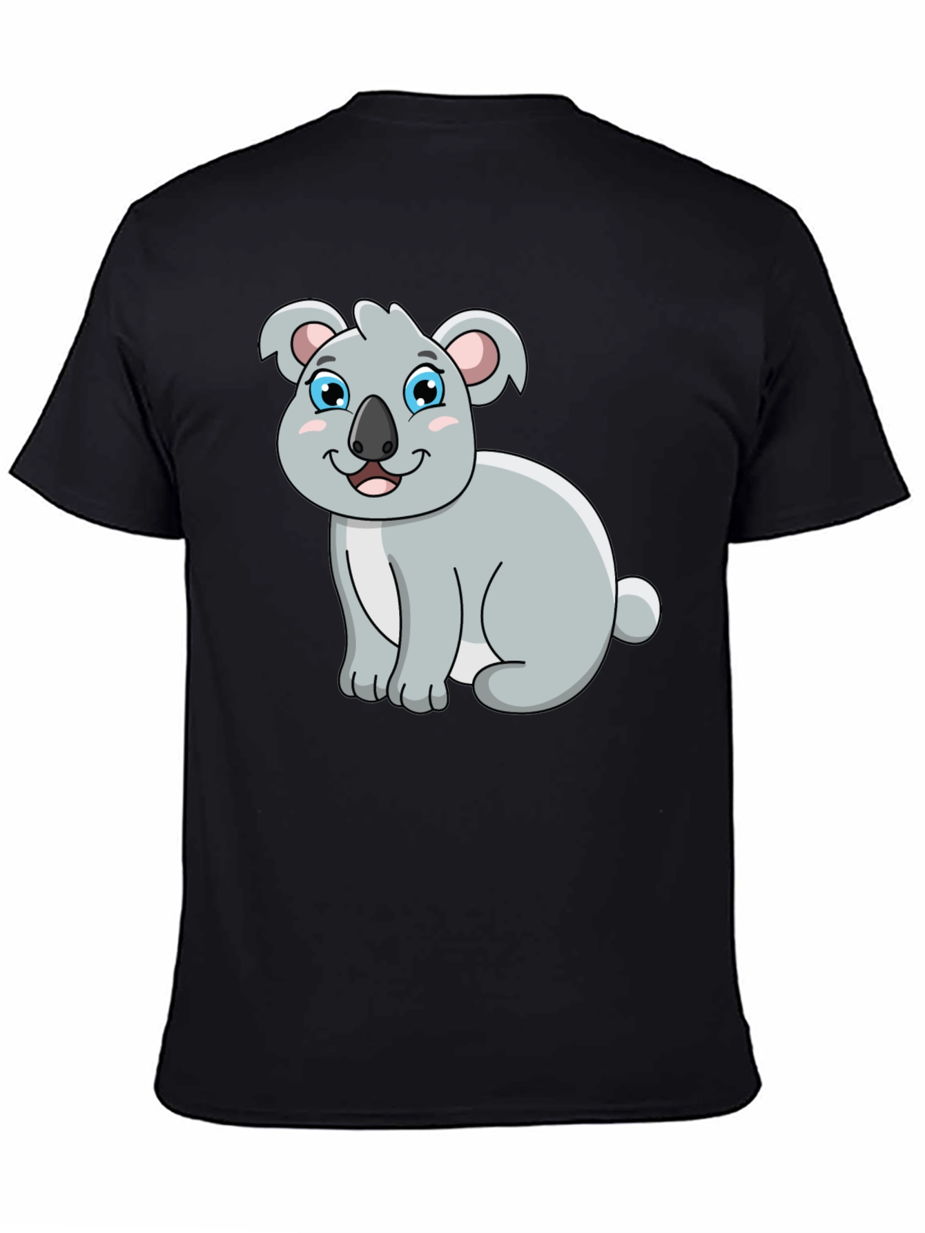 Black Cute Koala Bear Graphic Tee - Black Unisex T-Shirt view 4