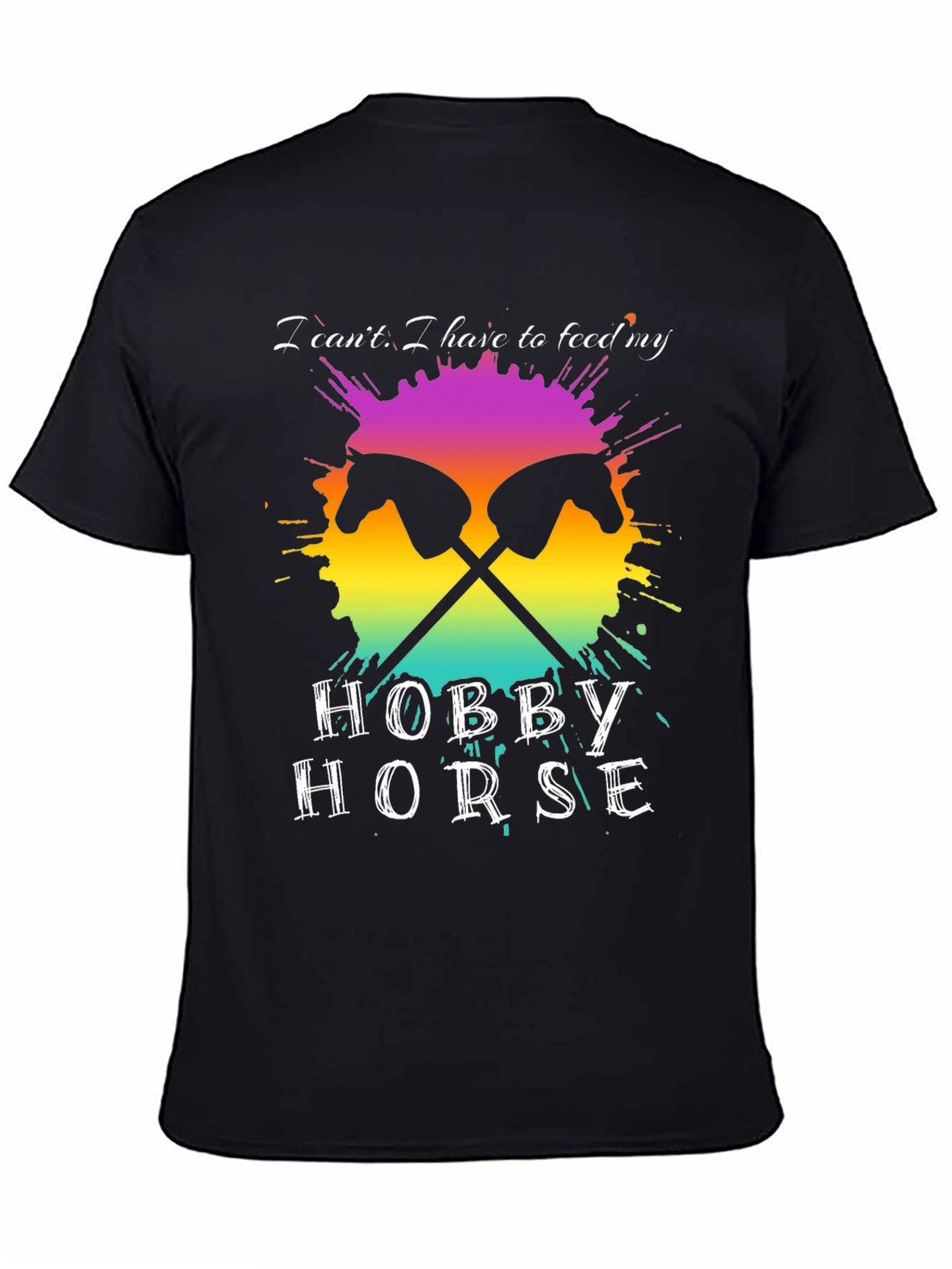 Black Hobby Horse Graphic Tee - Novelty Shirt for Horse Lovers view 4