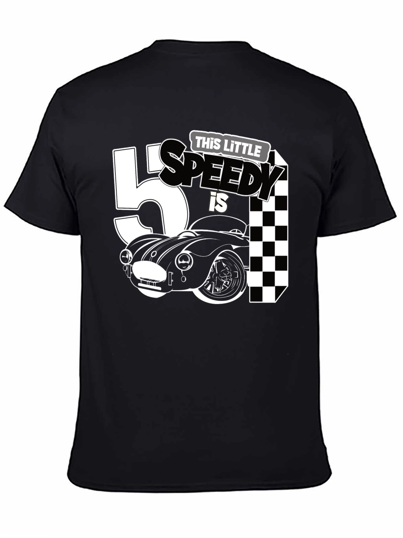 Black This Little Speedy is 5 Birthday T-Shirt view 4