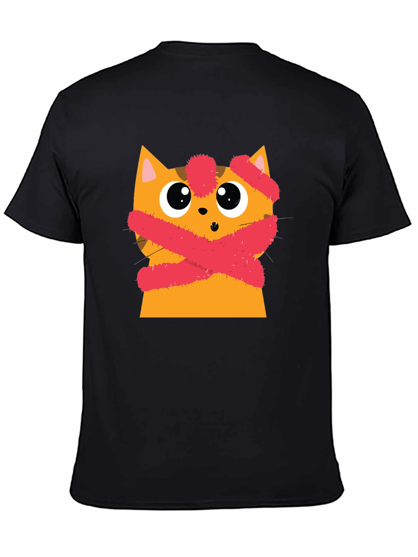 Black Cute Cat with Crossed Bandages Graphic Tee view 4