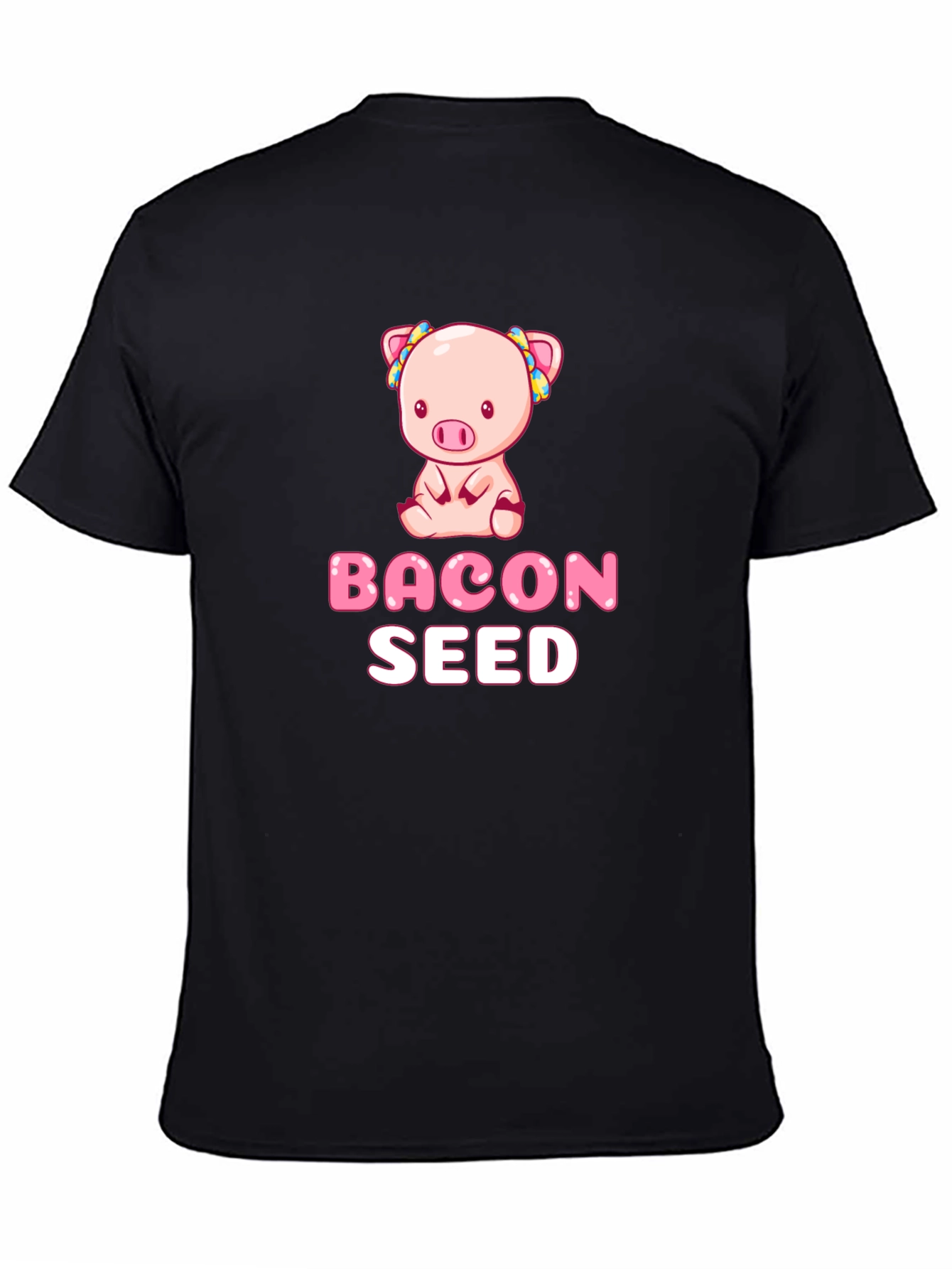 Black Bacon Seed Pig Graphic Black T-Shirt view 4