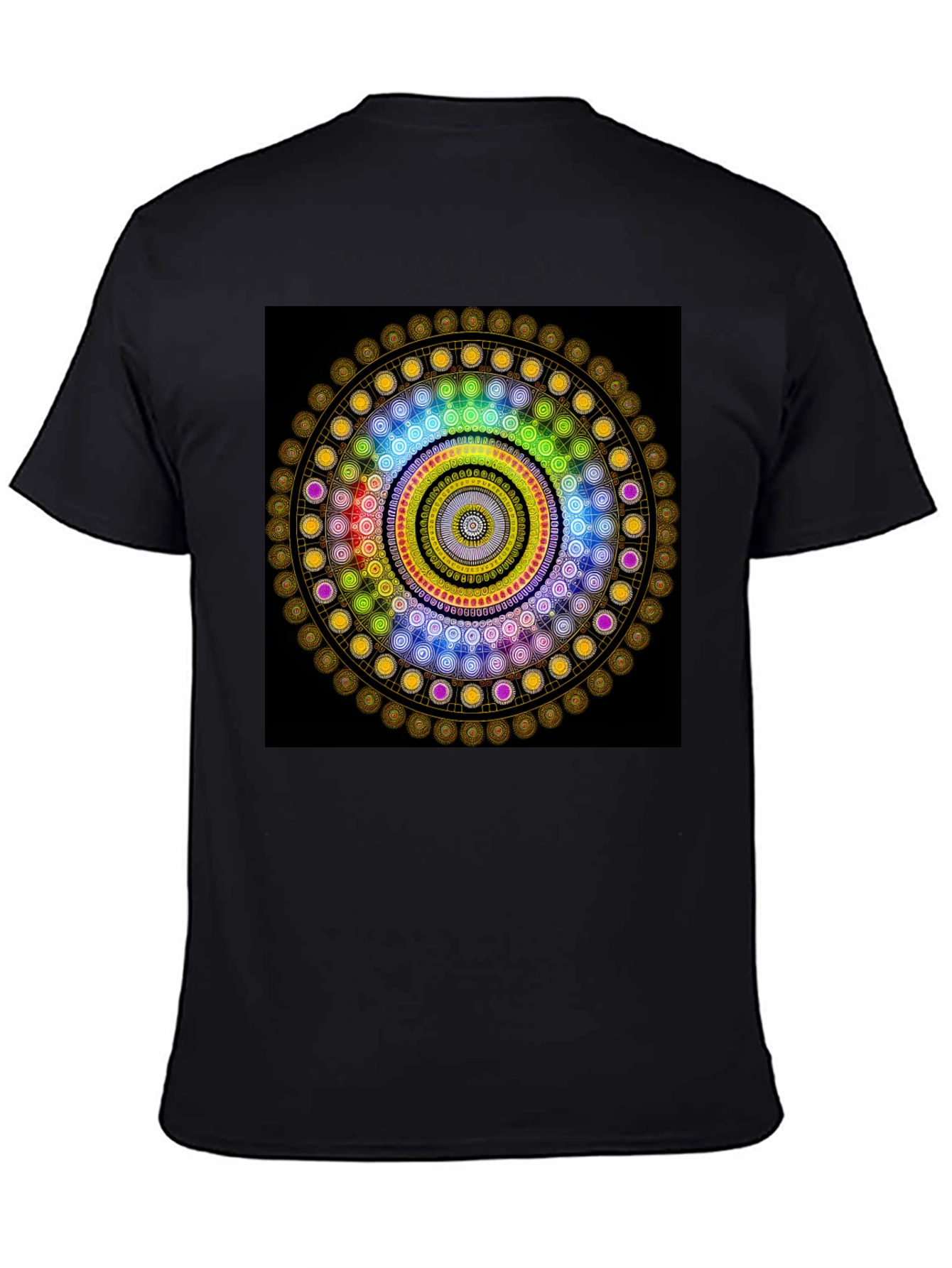 Black Geometric Mandala Graphic Black T-Shirt view 4