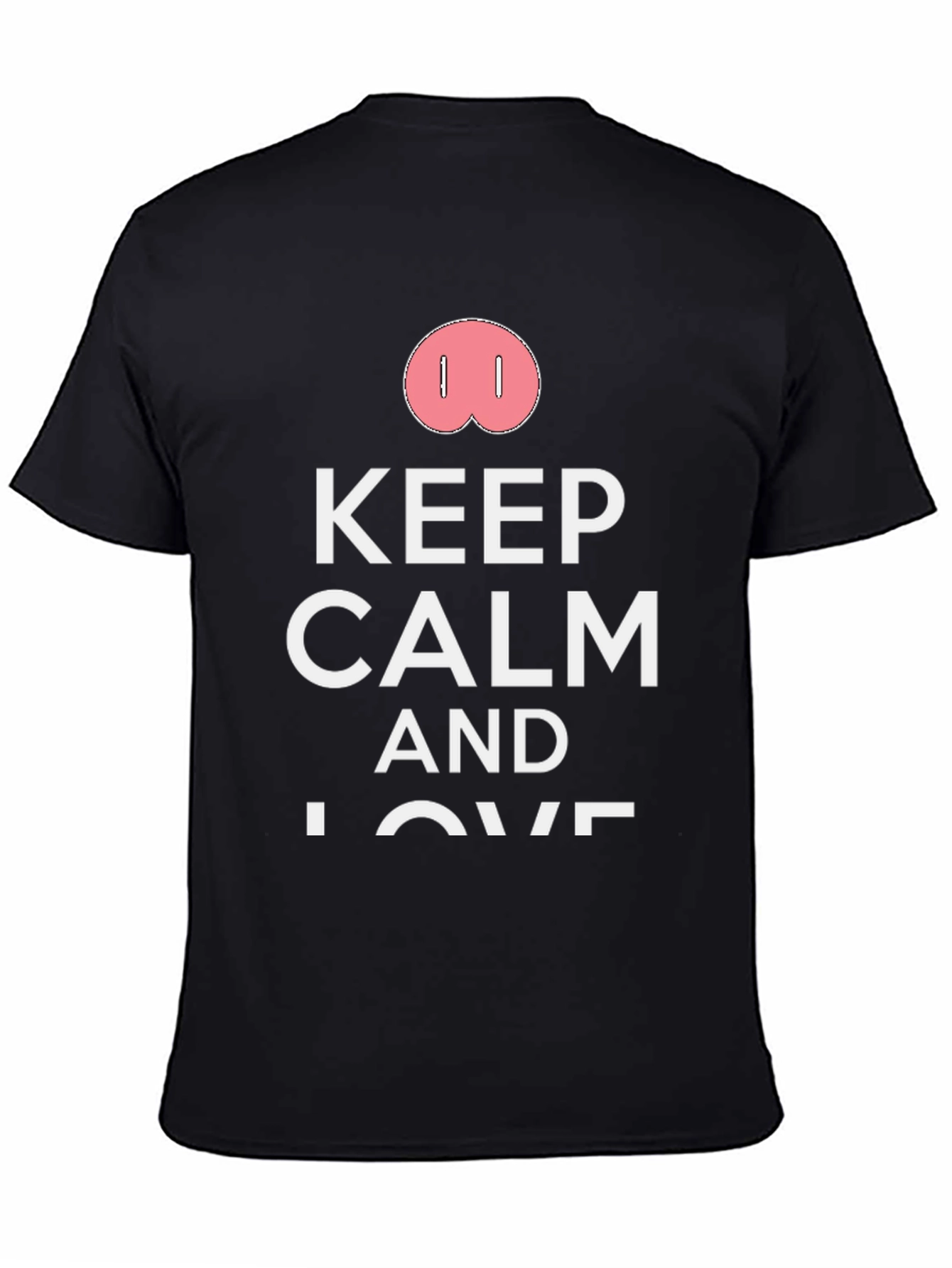 Black Keep Calm Pig Snout Black T-Shirt view 4