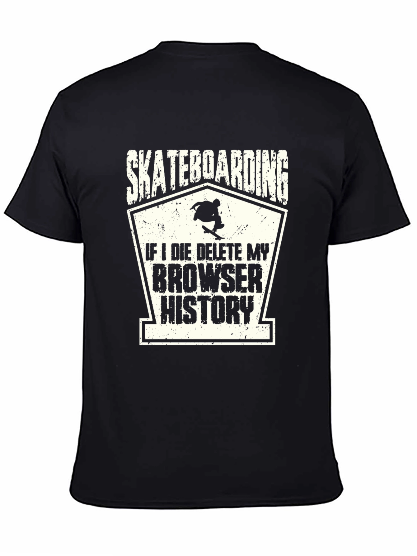 Black Skateboarding Browser History T-Shirt view 4