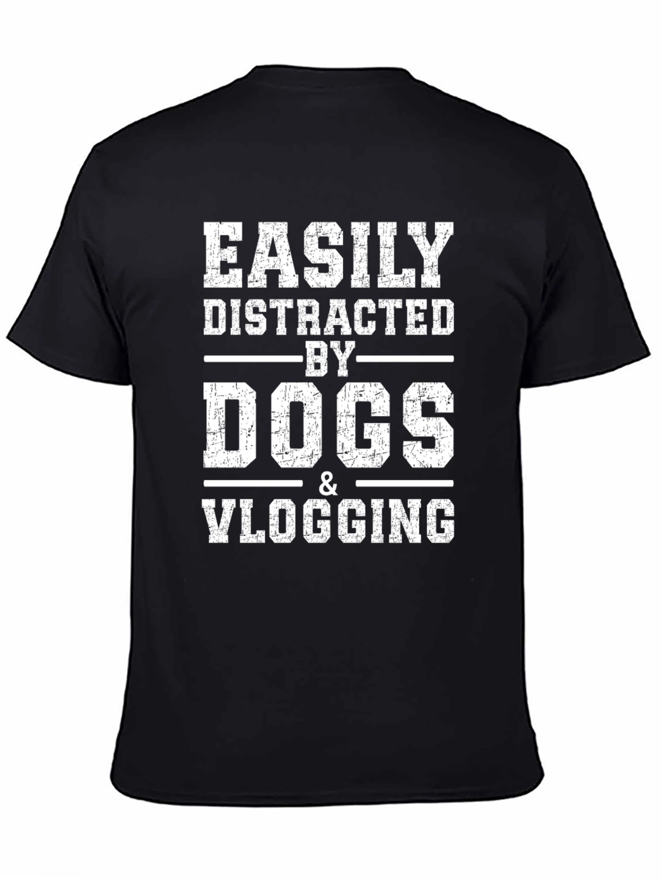 Black Easily Distracted By Dogs & Vlogging T-Shirt view 4